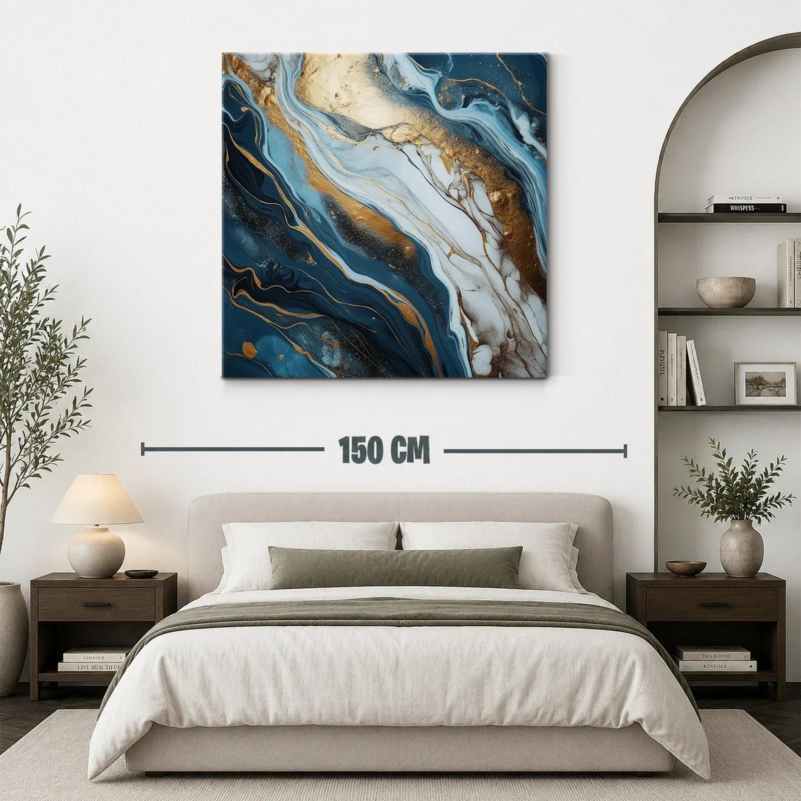 Abstracto moderno con vetas doradas y tonos azul profundo — miniatura 3