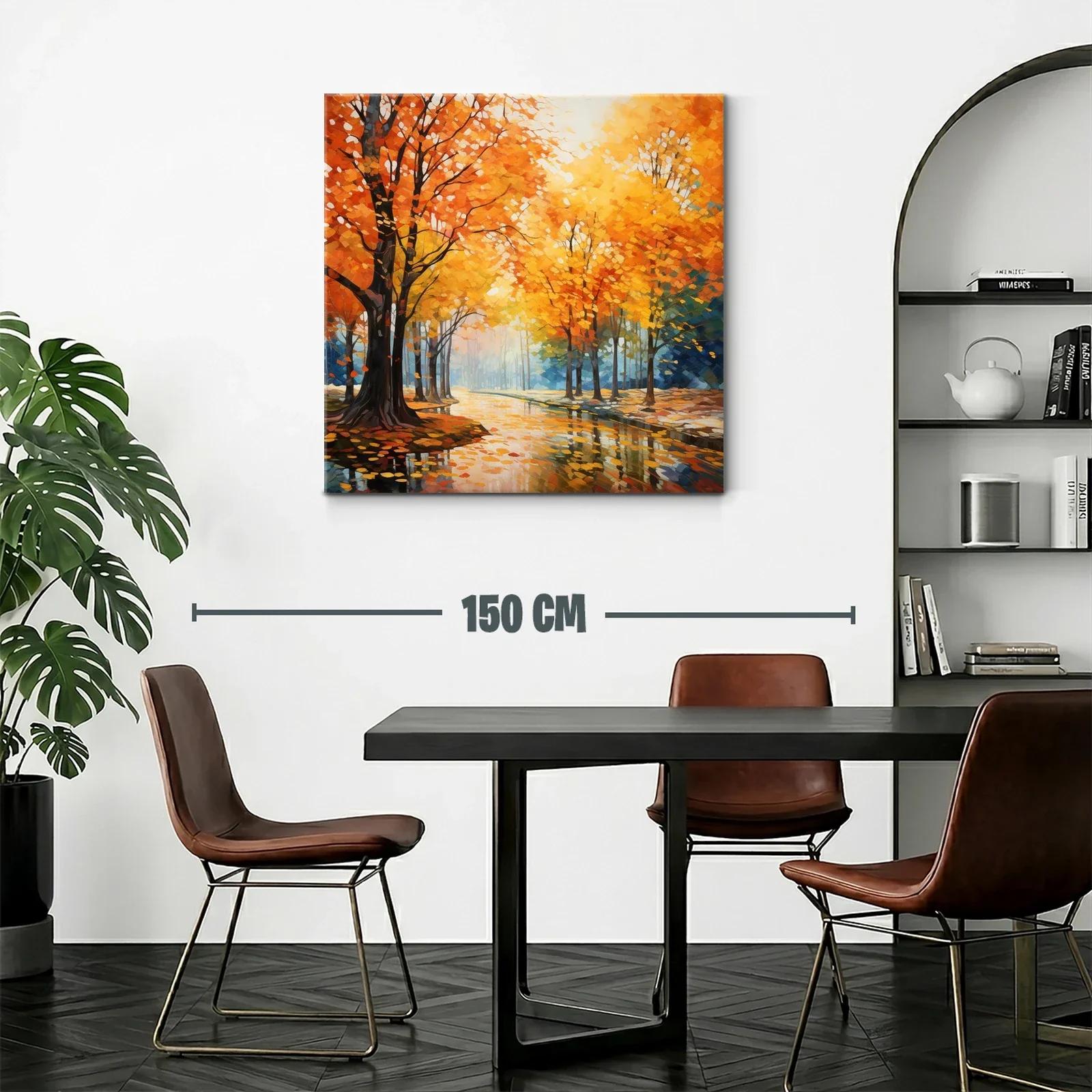 Paisaje otoñal con árboles y reflejos dorados — miniatura 2