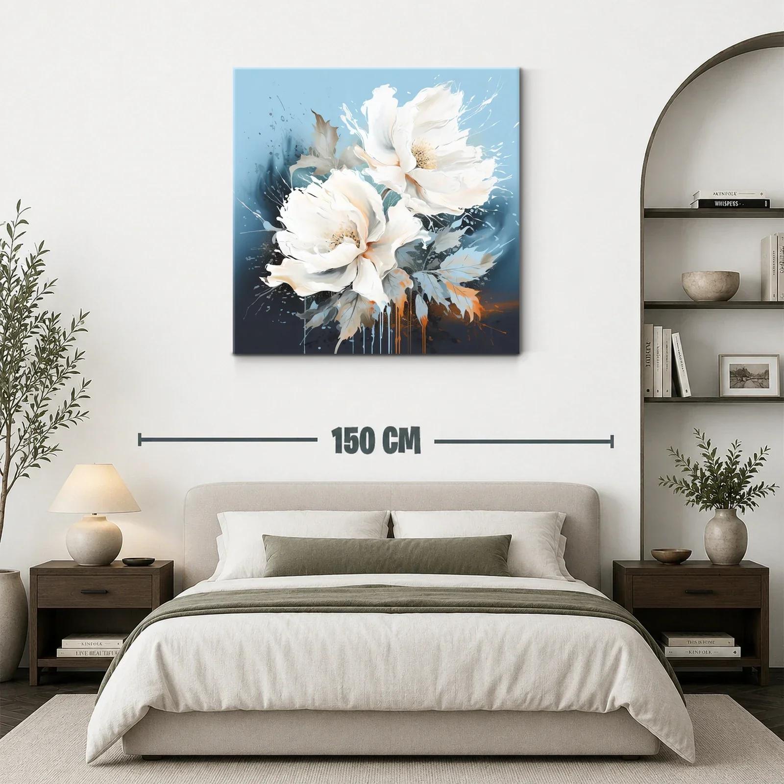 Cuadro floral en tonos suaves y vibrantes azules — miniatura 3