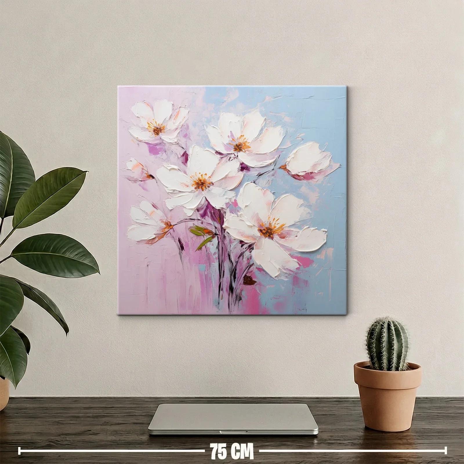 Cuadro de flores blancas sobre fondo pastel suave — miniatura 2