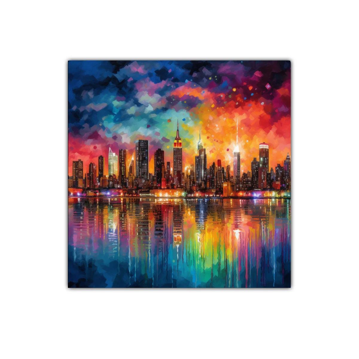 Atardecer vibrante reflejado sobre la ciudad iluminada — imagen principal