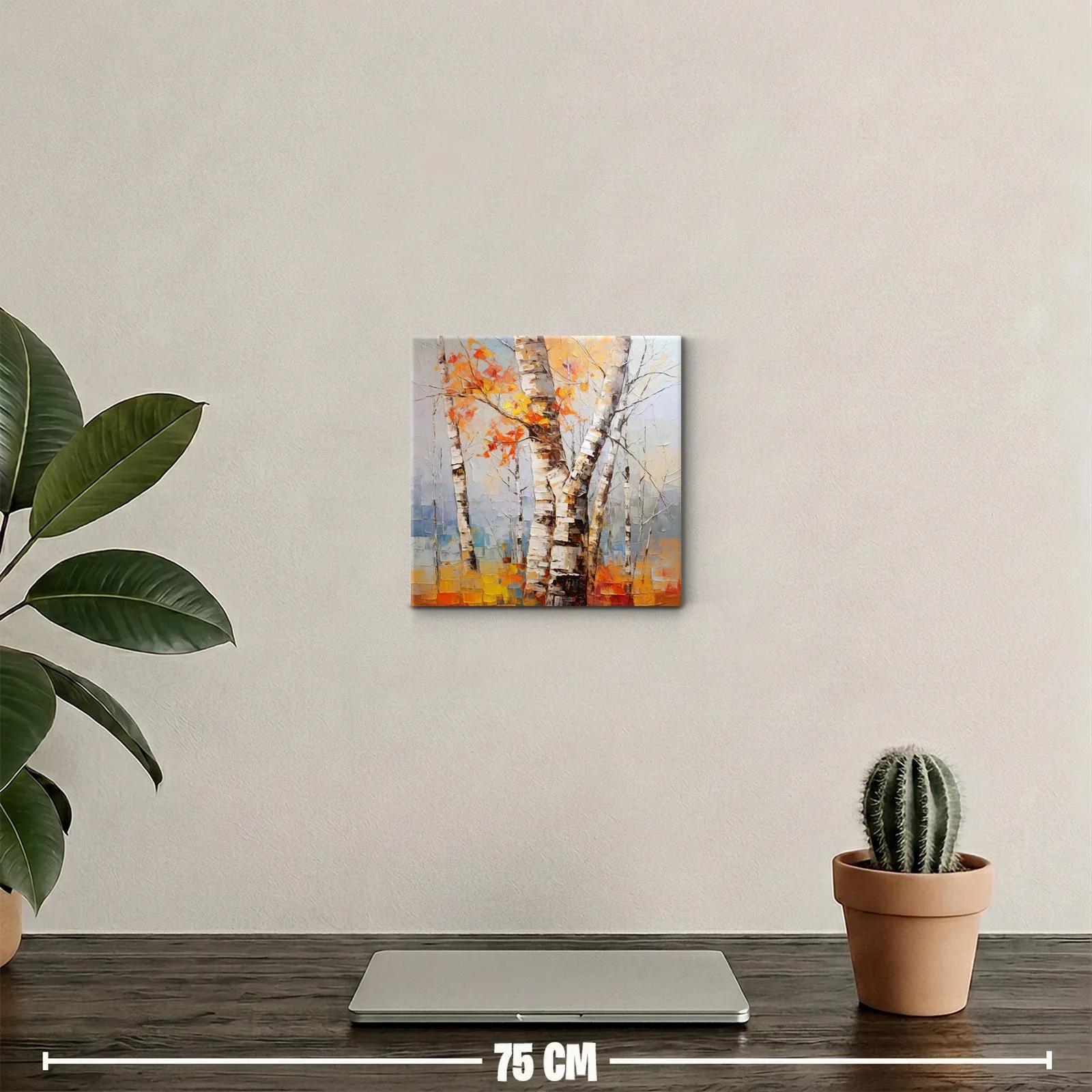Cuadro decorativo de abedules otoñales con tonos cálidos — miniatura 2