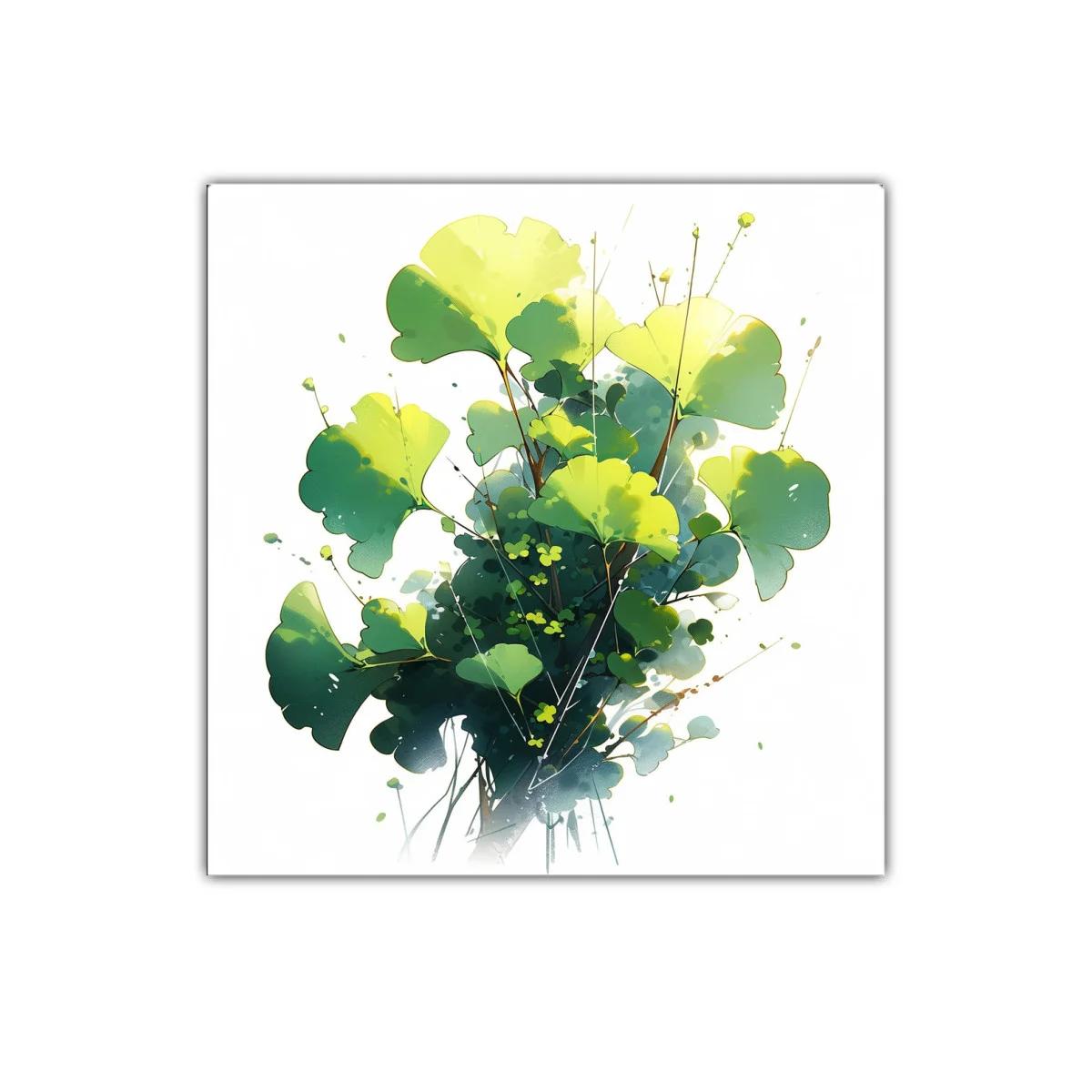 Cuadro decorativo con hojas verdes y detalles sutiles — imagen principal