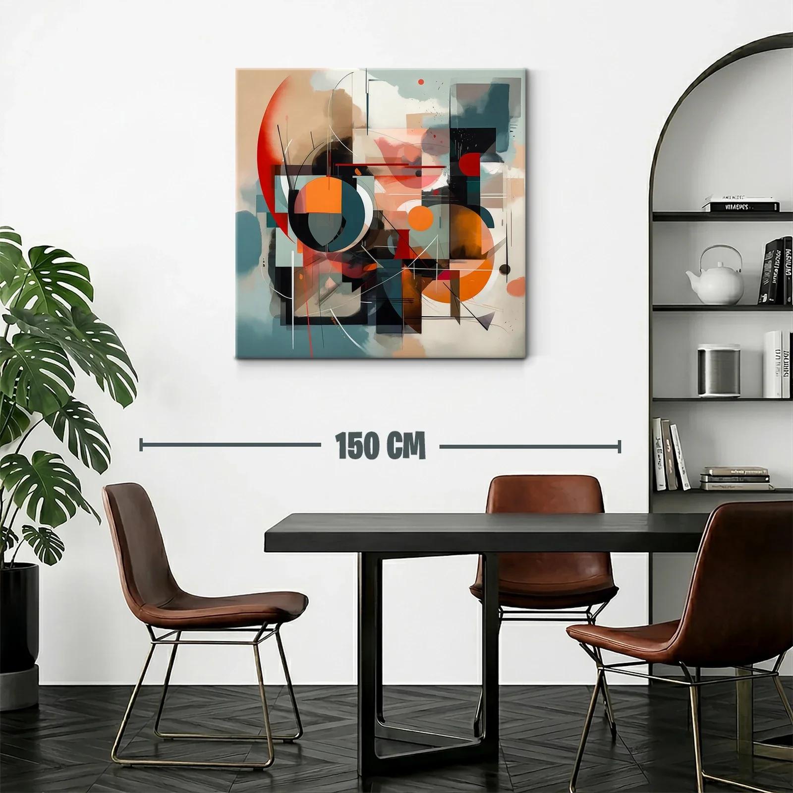 Cuadro abstracto con formas geométricas y paleta cálida — miniatura 2