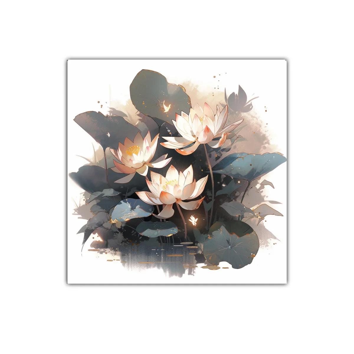 Flores de loto blancas con hojas en colores suaves — imagen principal