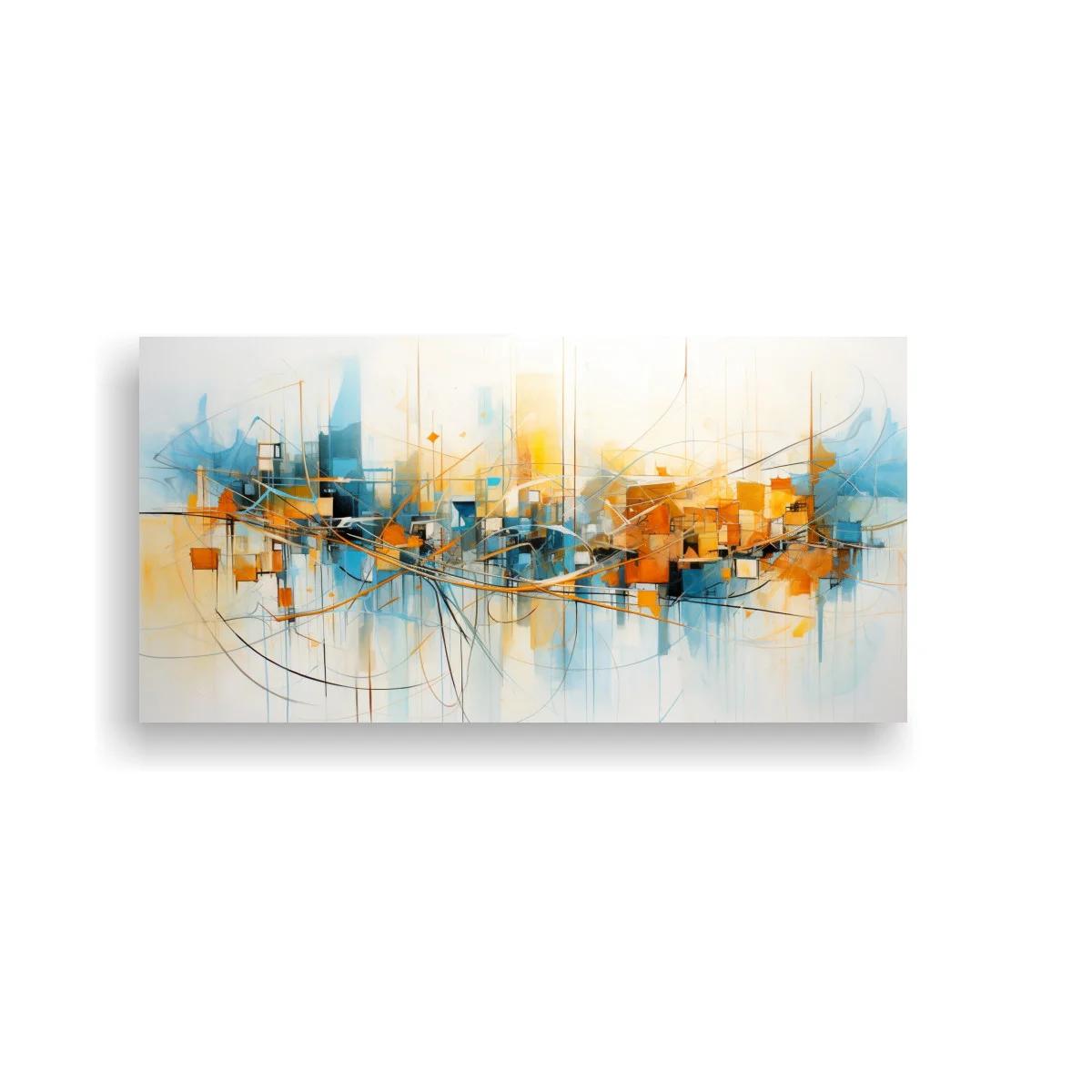Cuadro paisaje urbano abstracto geométrico
