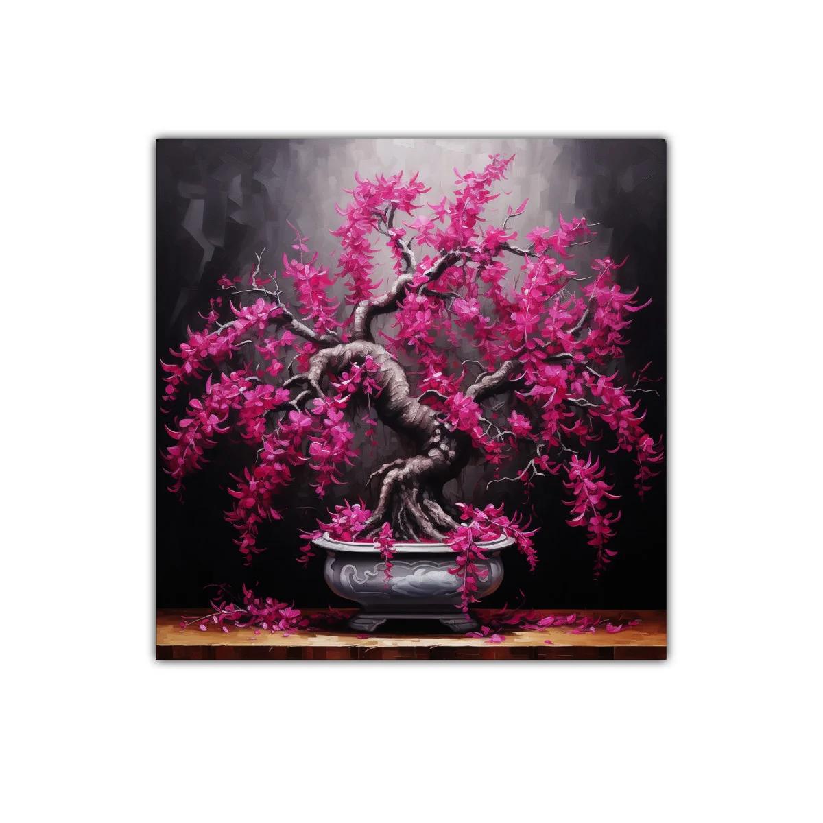 Armonía floral en bonsái con vibrantes tonos fucsia