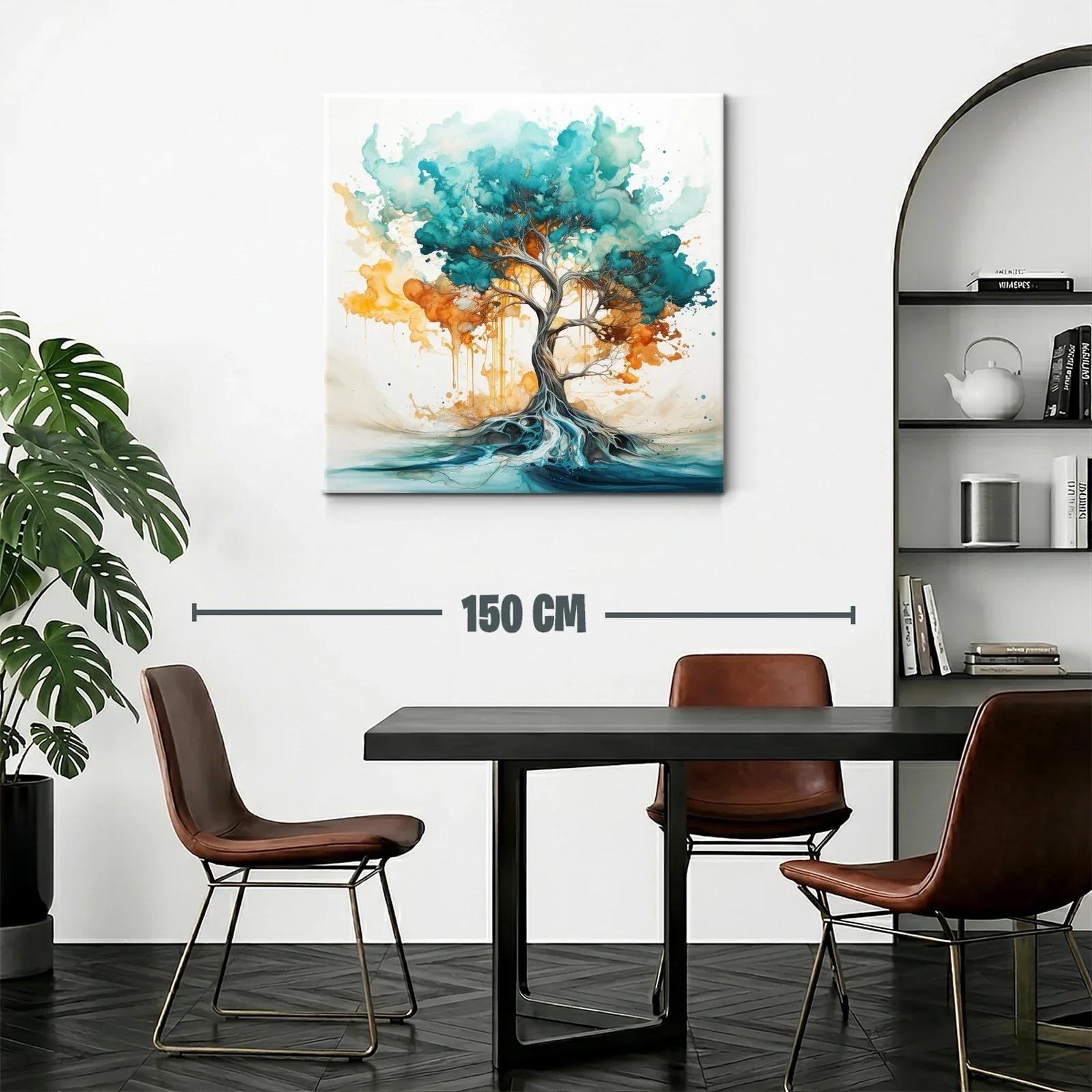 Árbol vibrante con raíces etéreas en tonos azules y naranjas — miniatura 2