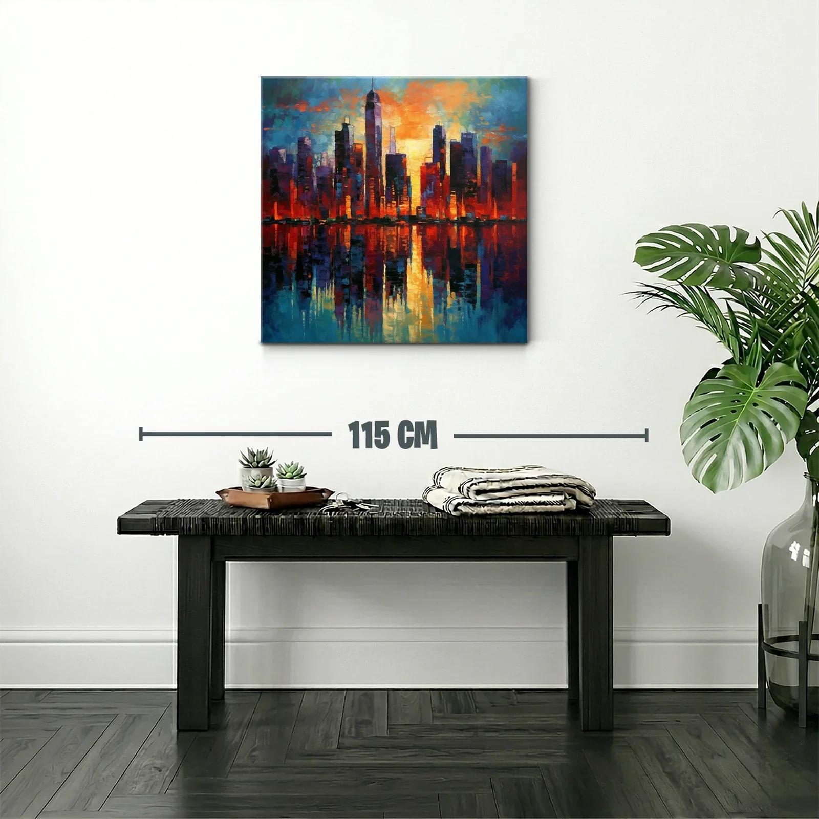 Atardecer vibrante sobre skyline urbano con reflejos dorados — miniatura 2