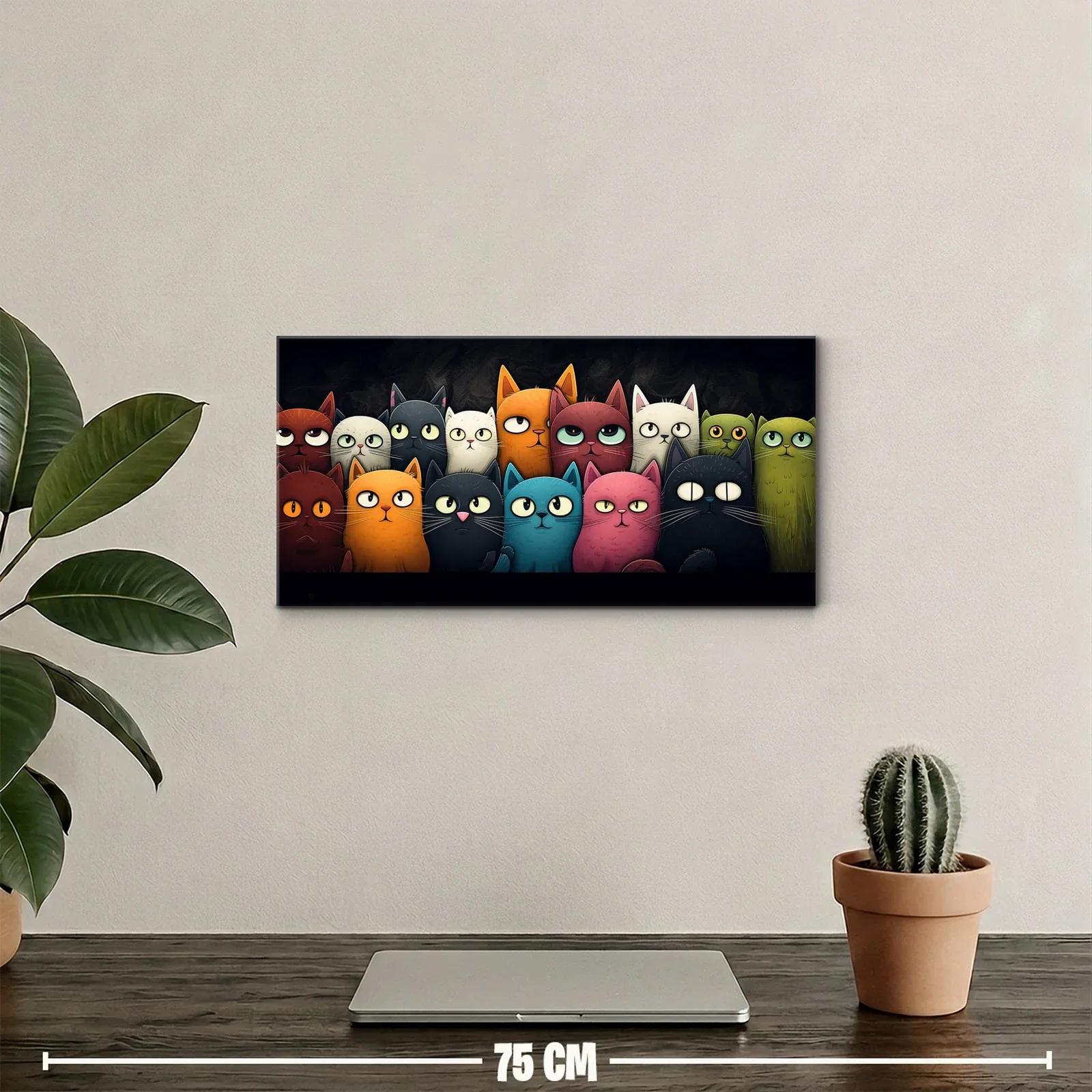 Cuadro grupo de gatos de colores con paleta multicolor — miniatura 2