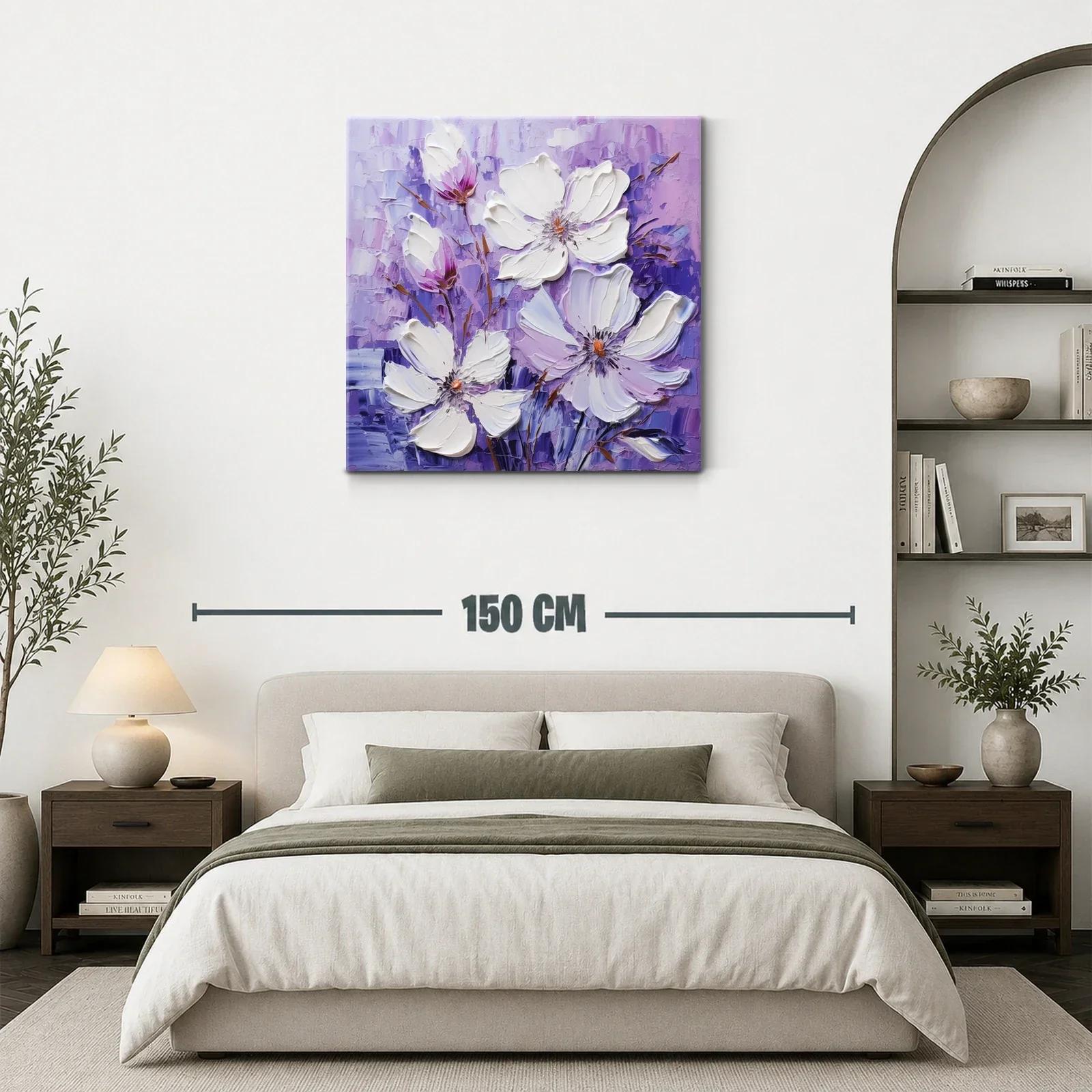 Flores blancas sobre un fondo violeta en relieve — miniatura 3