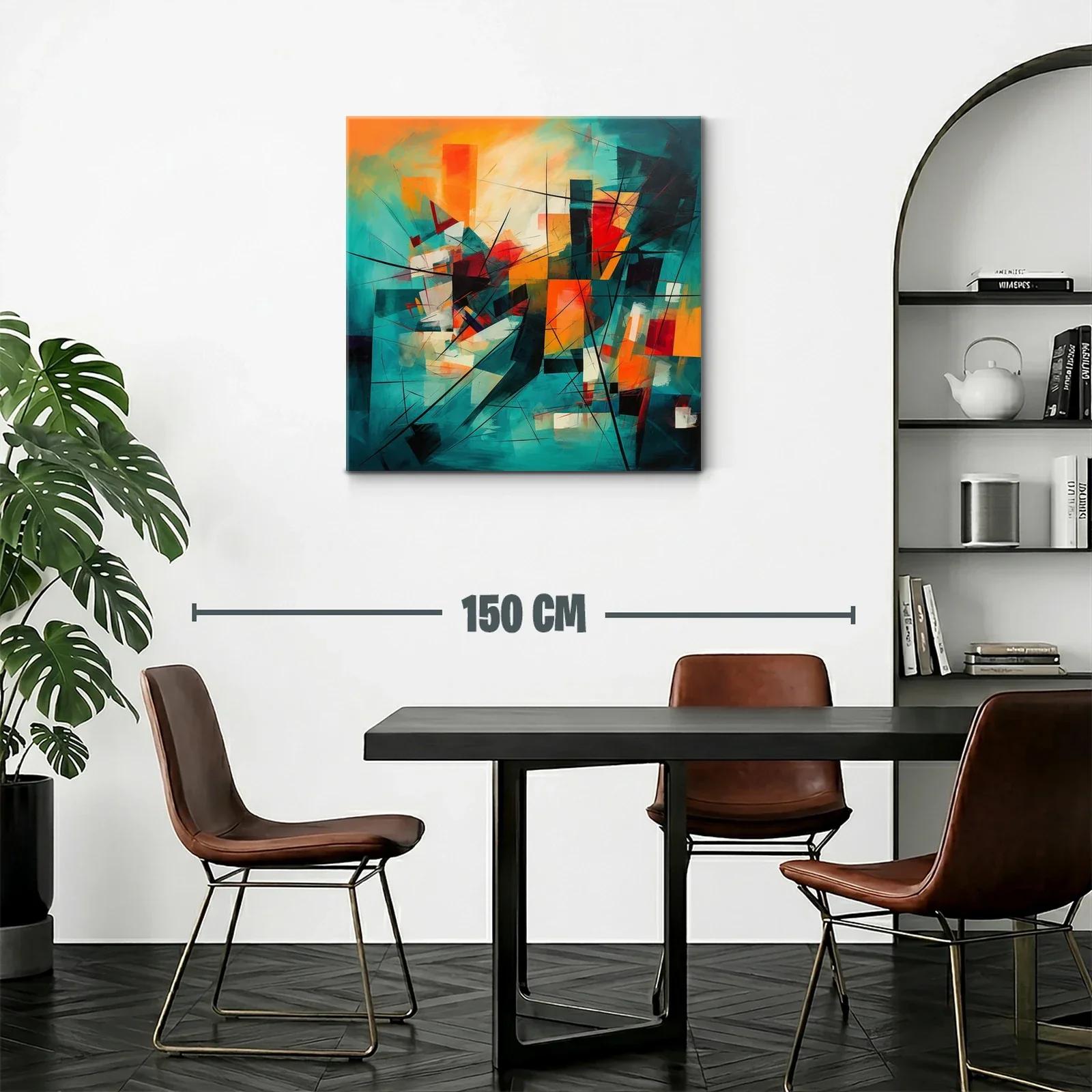 Cuadro abstracto vibrante con formas y líneas dinámicas — miniatura 2