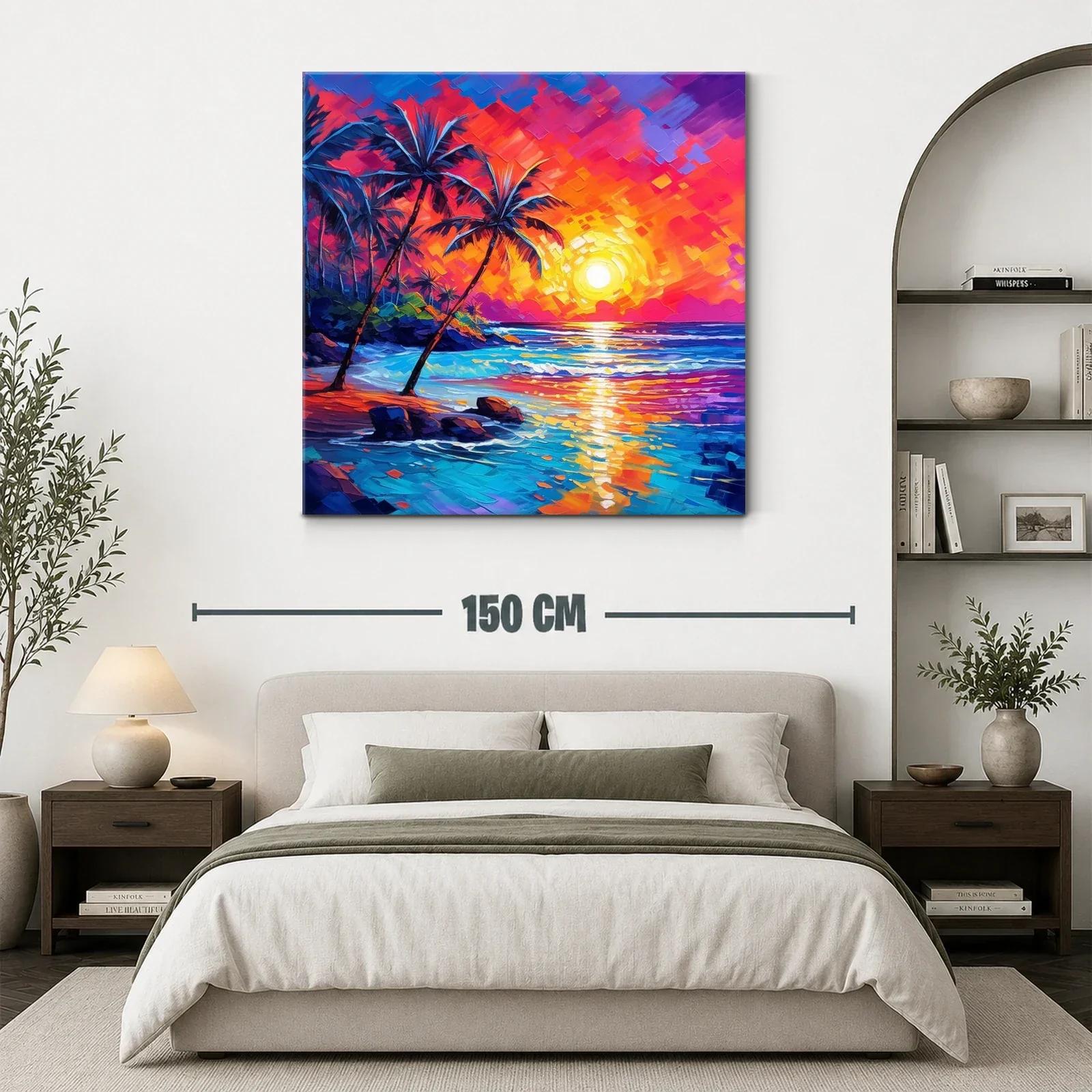 Atardecer vibrante con palmeras en la playa tropical — miniatura 3