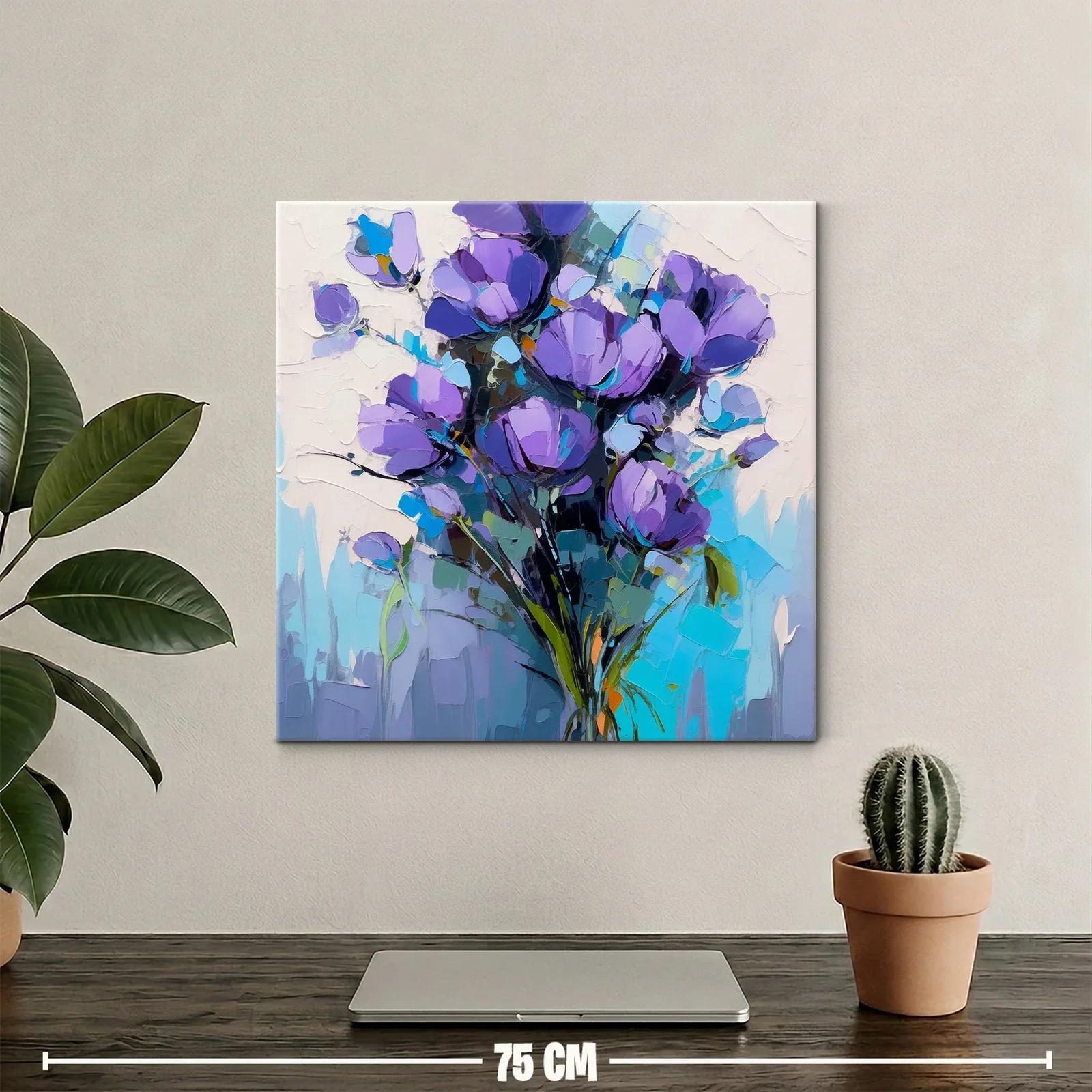 Ramo de flores violetas con fondo en tonos azules y blancos — miniatura 2