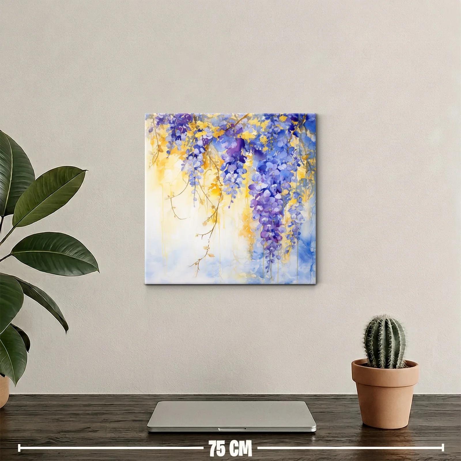 Cuadro floral con cascada de glicinas en tonos luminosos — miniatura 2