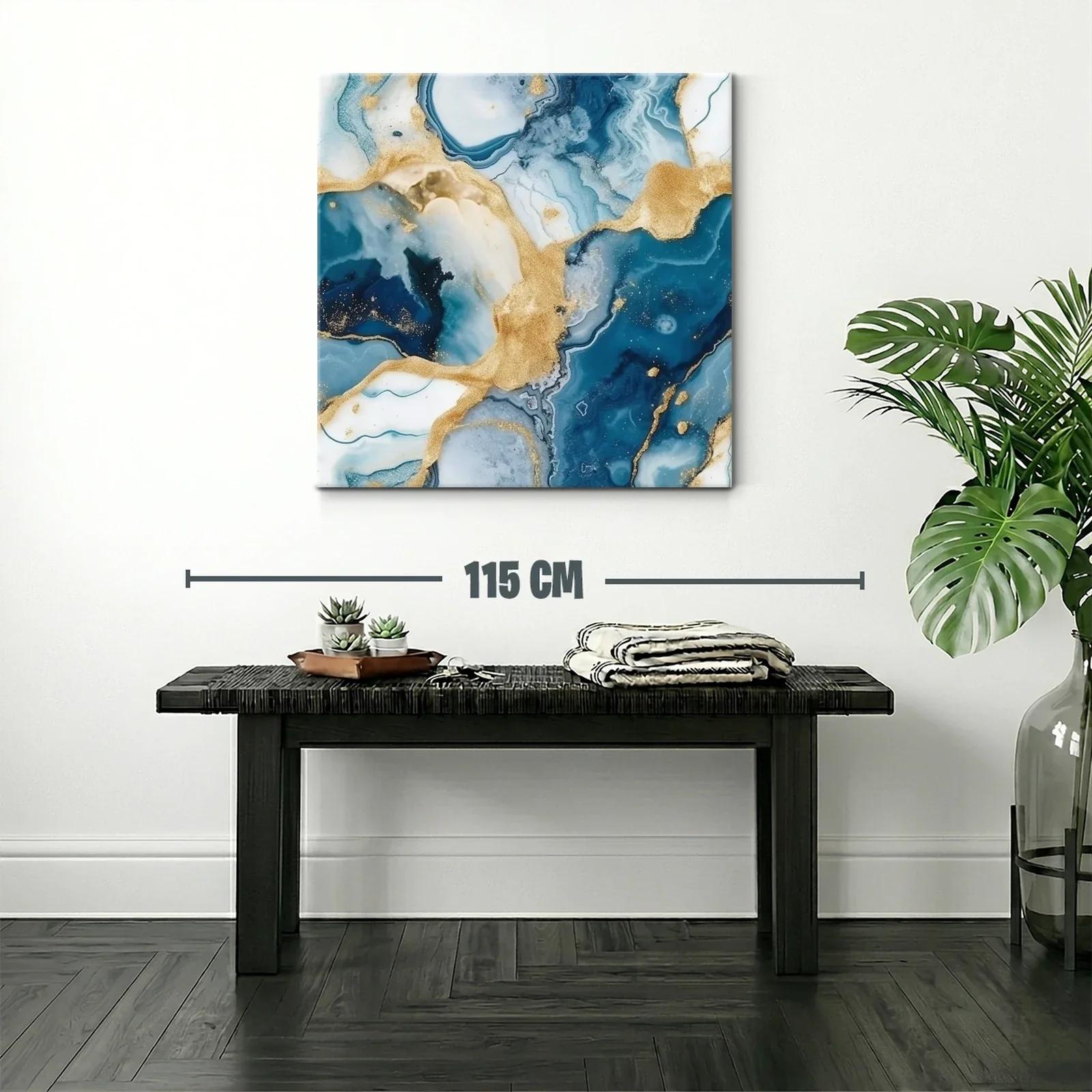Arte abstracto con tonos azules y dorados elegantes — miniatura 2