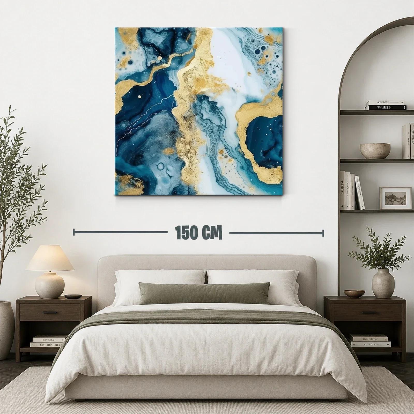 Arte abstracto en tonos azules y dorados sofisticados — miniatura 3