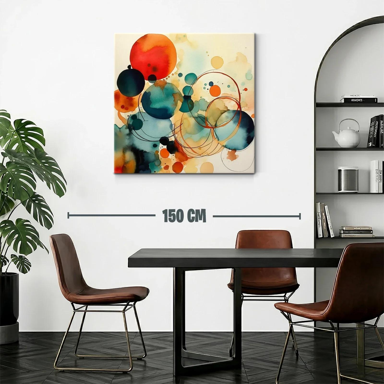 Composición abstracta con círculos en tonos cálidos y fríos — miniatura 2
