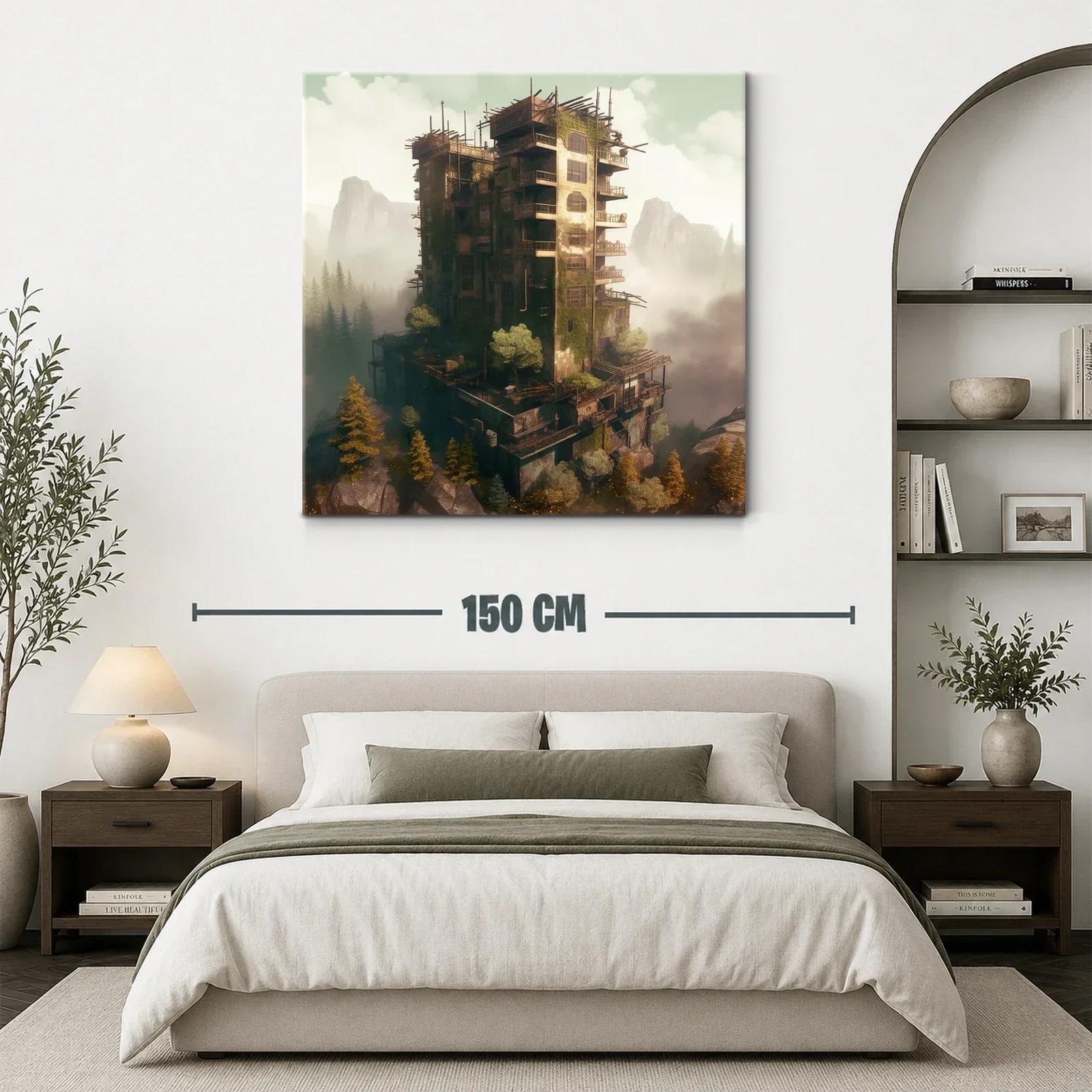 Edificio abandonado entre naturaleza y niebla misteriosa — miniatura 3
