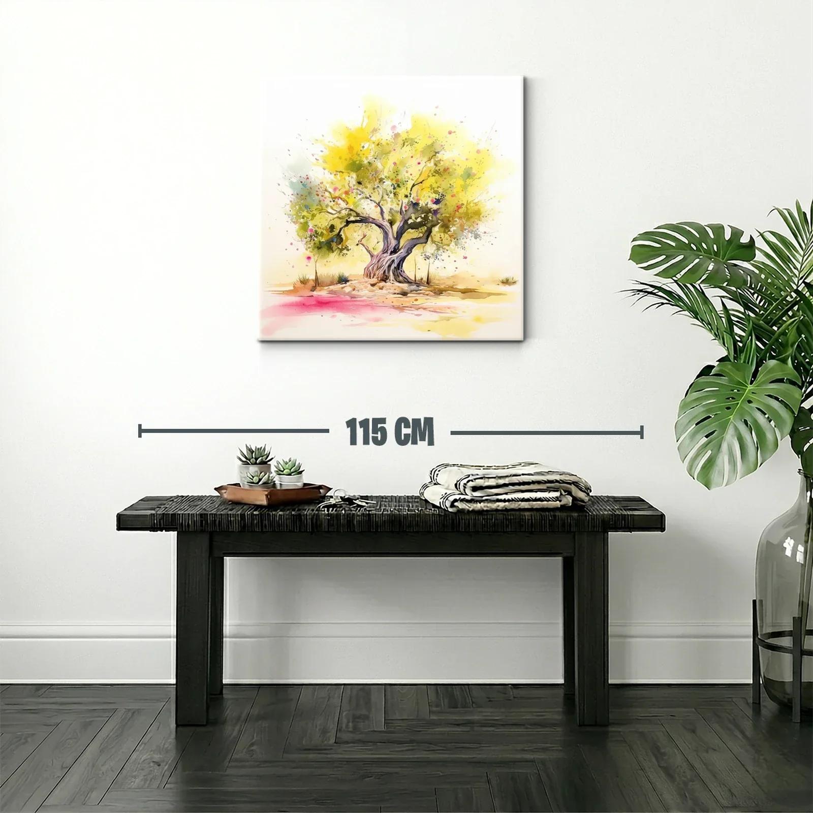 Árbol con follaje amarillo en acuarela vibrante — miniatura 2