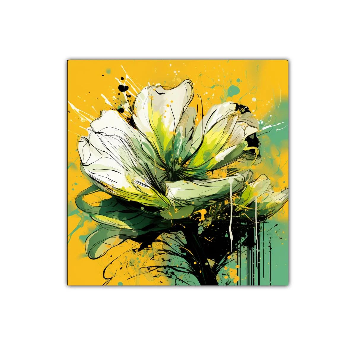 Flor abstracta vibrante en tonos verdes y amarillos — imagen principal