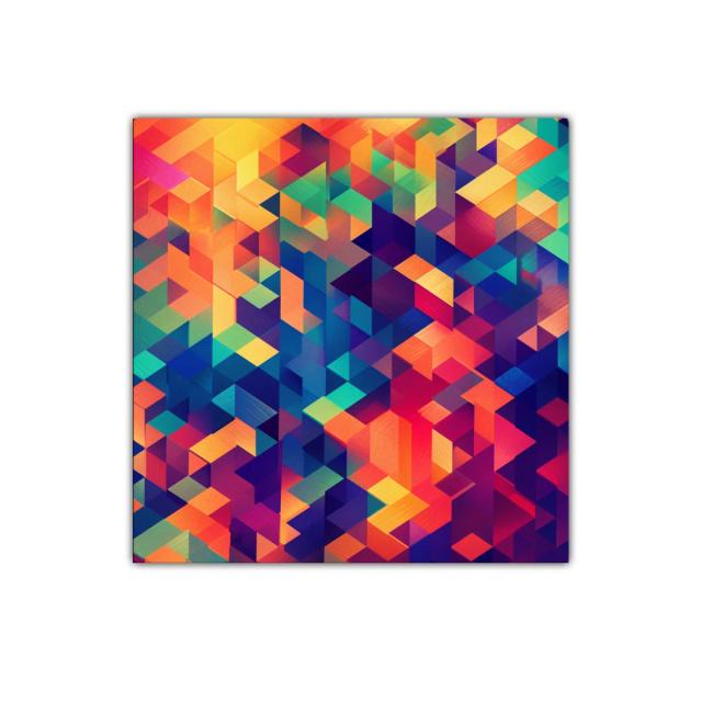 Cuadro geométrico vibrante con efectos de profundidad y color
