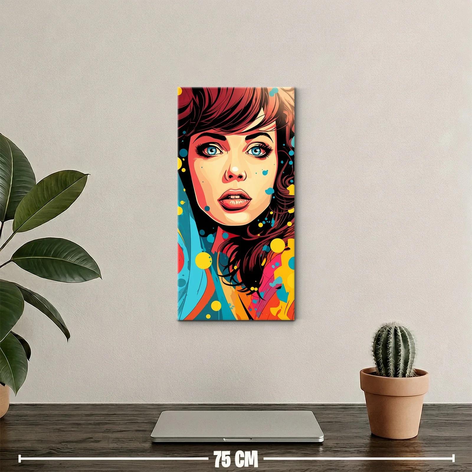 Cuadro rostro de mujer de ojos azules con salpicaduras de color — miniatura 2