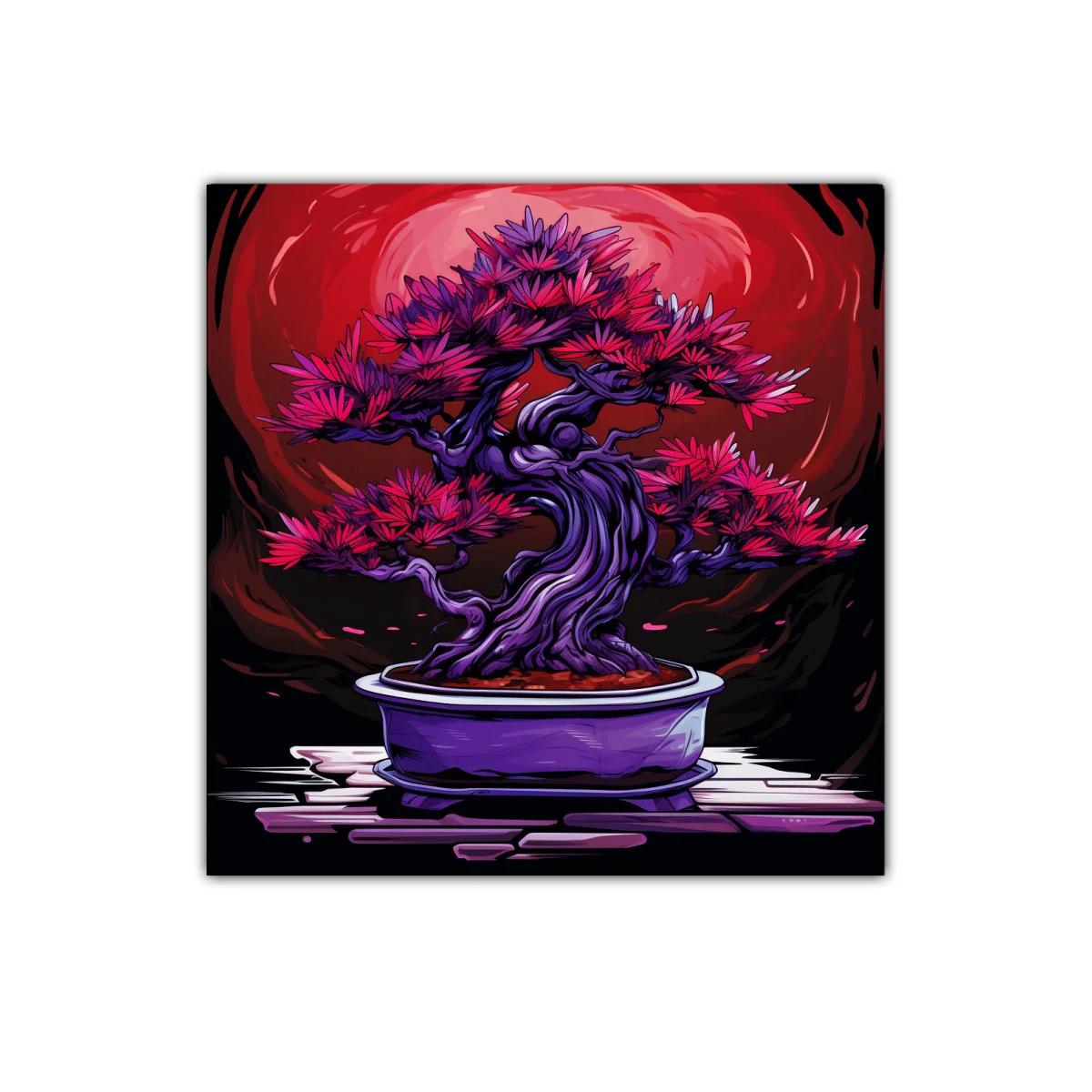 Bonsái vibrante con hojas en tonos rojizos y morados — imagen principal