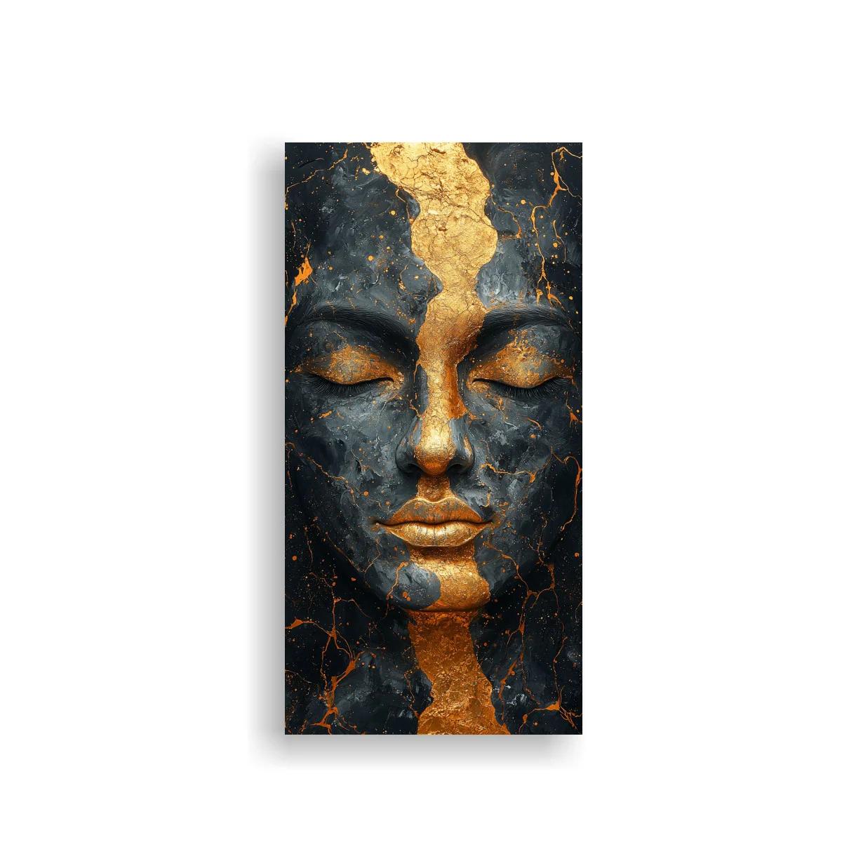 Cuadro rostro femenino con grieta dorada