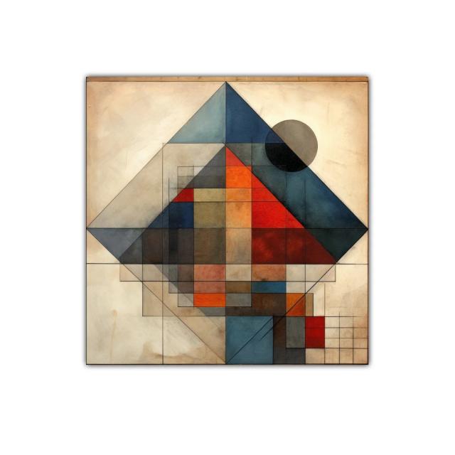 Composición geométrica con contrastes cálidos y fríos