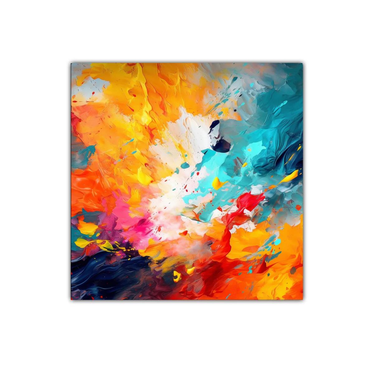 Cuadro abstracto vibrante con explosión de color y energía