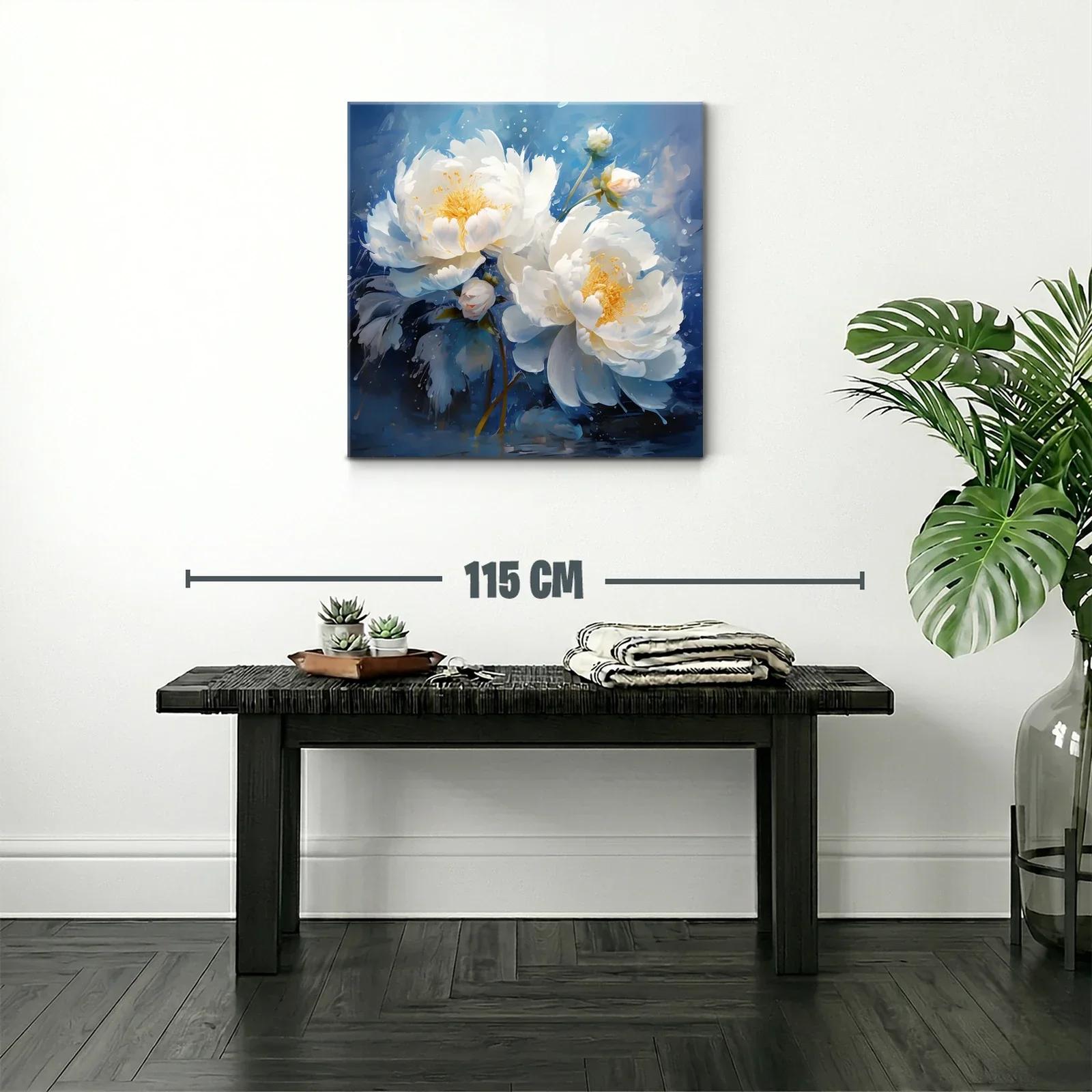 Flores blancas delicadas sobre fondo azul vibrante — miniatura 2