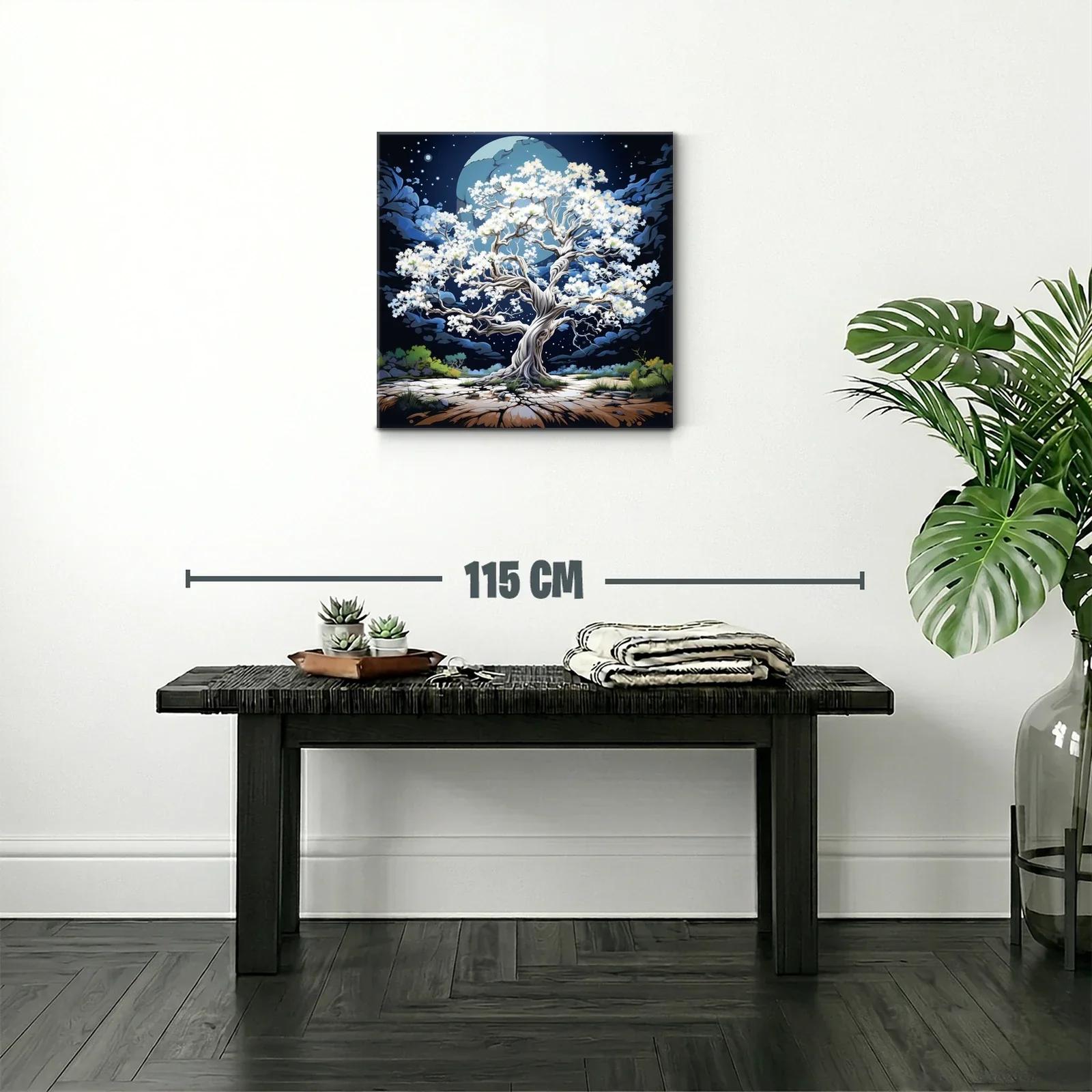 Árbol Blanco Brillando Bajo La Luna Llena — miniatura 2