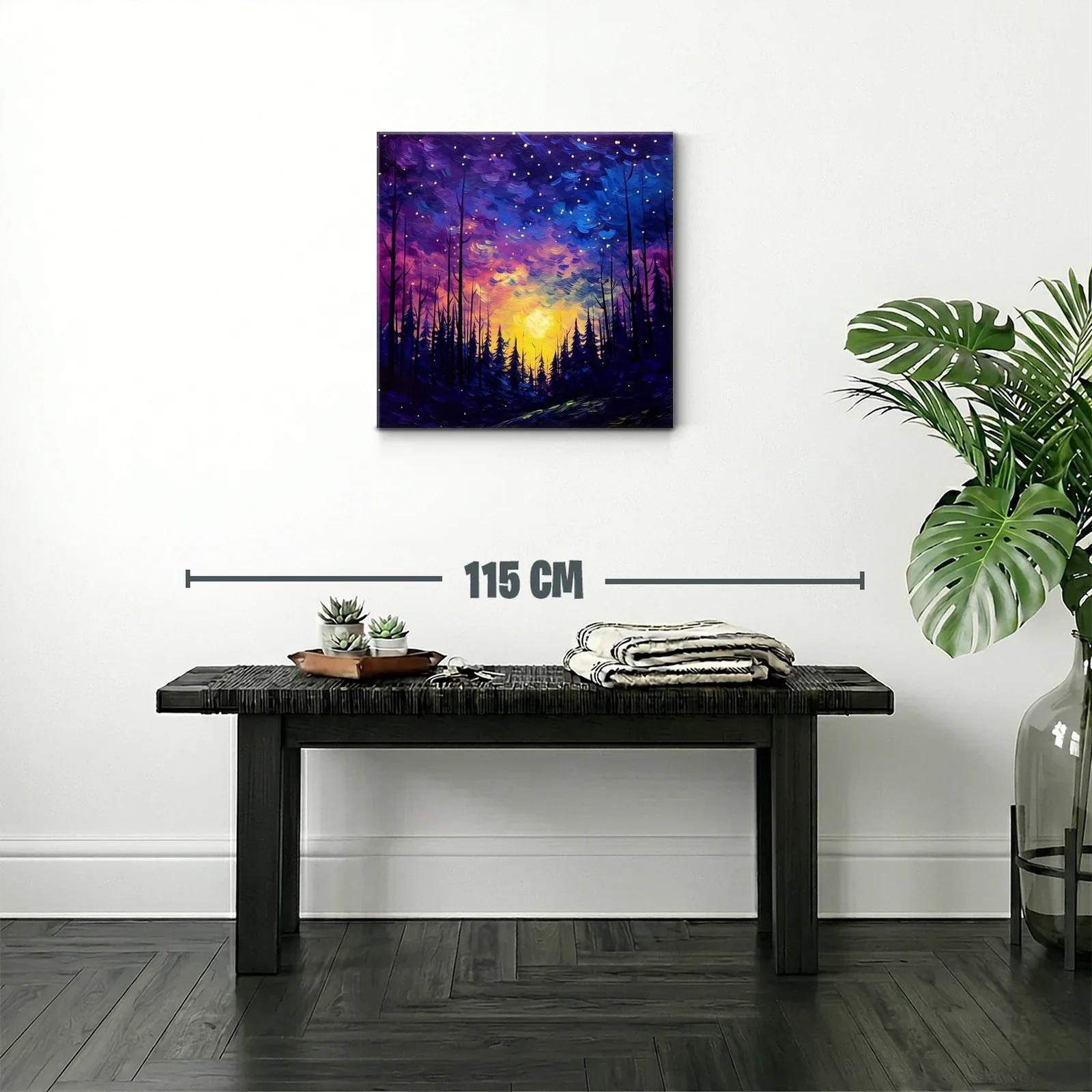Paisaje nocturno estrellado con bosque encantado — miniatura 2