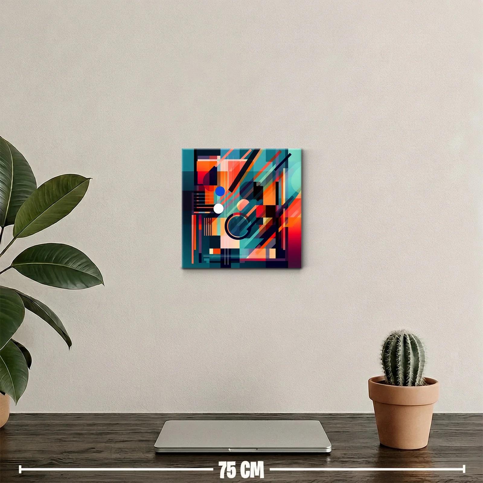 Cuadro abstracto con formas geométricas y colores vibrantes — miniatura 2