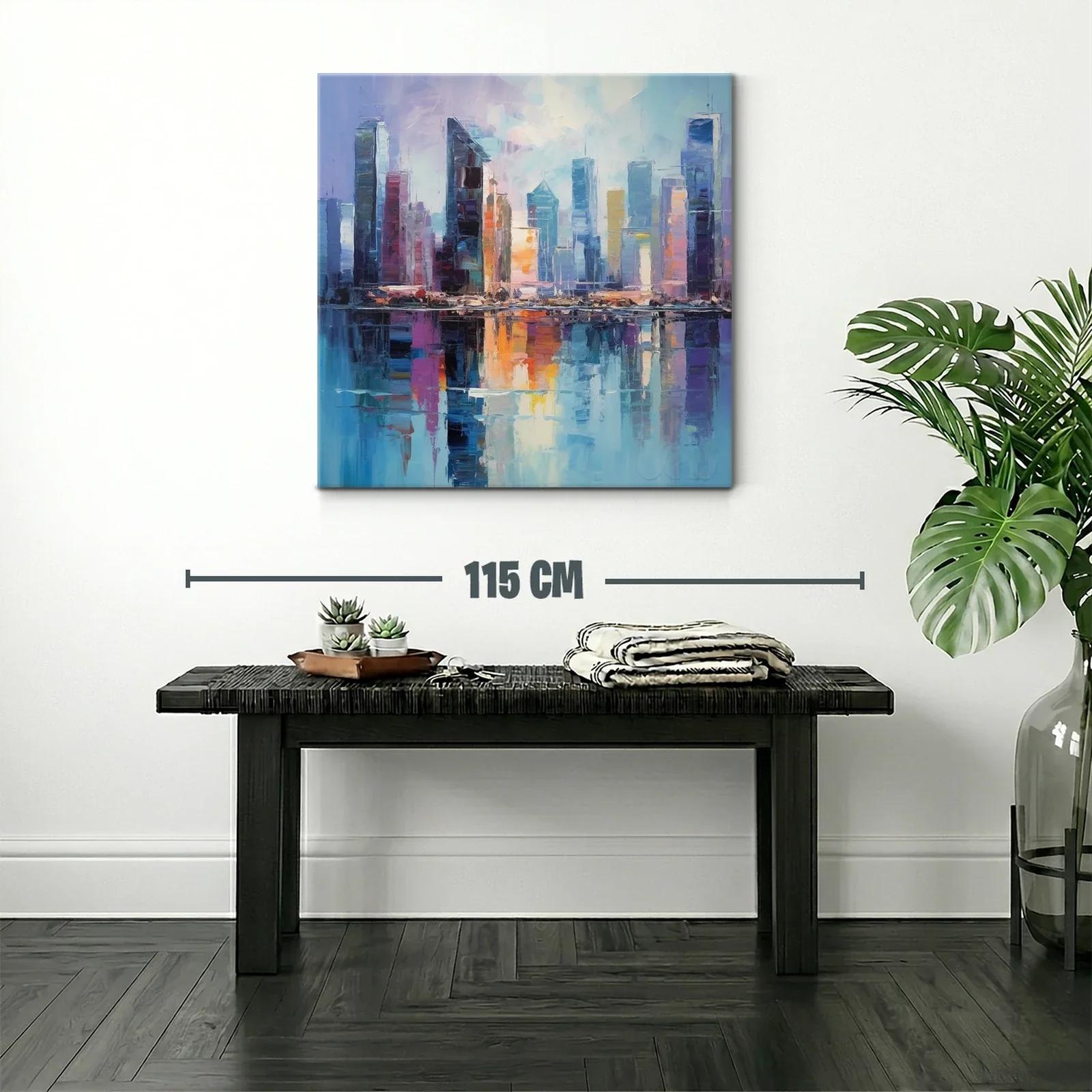 Paisaje urbano con reflejos vibrantes en la ciudad — miniatura 2
