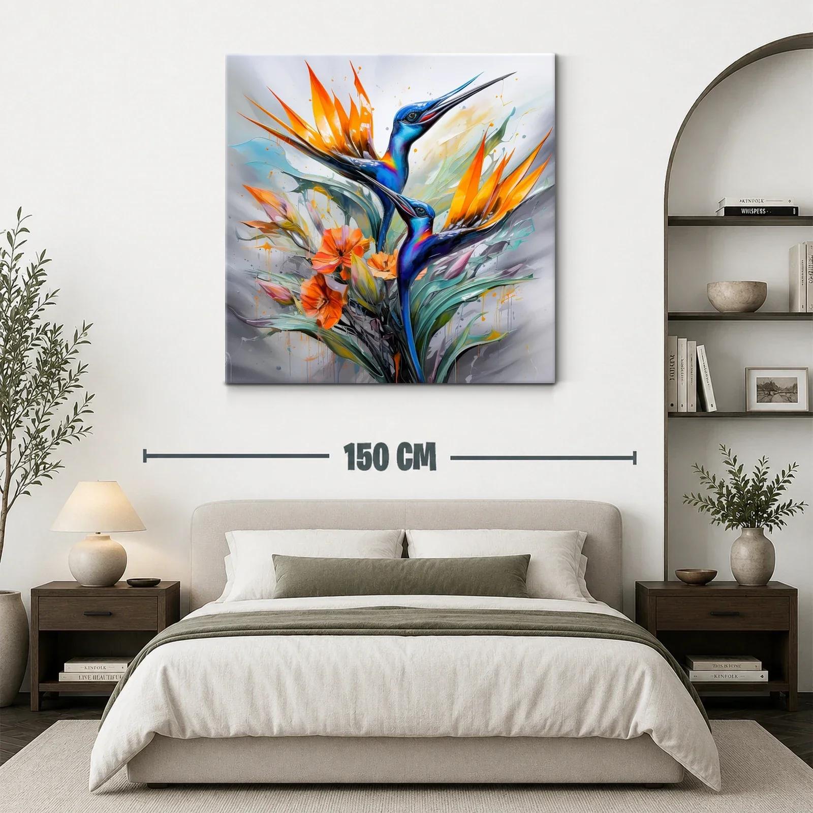 Elegancia vibrante con colibríes y flores exóticas — miniatura 3