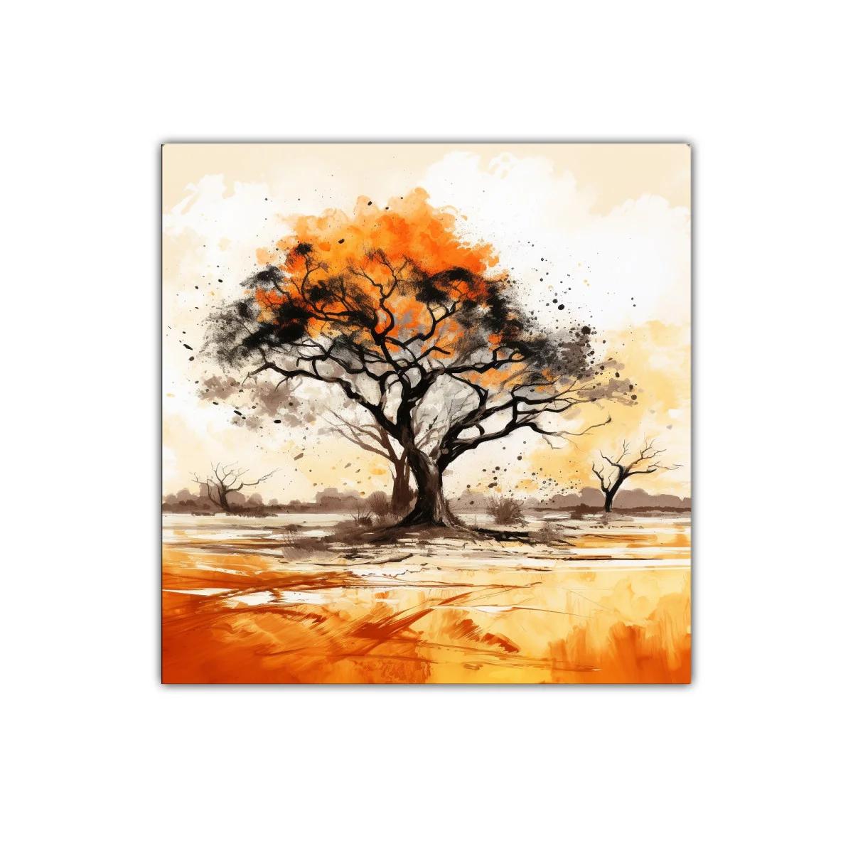 Árbol otoñal con colores cálidos y contrastes intensos — miniatura 1