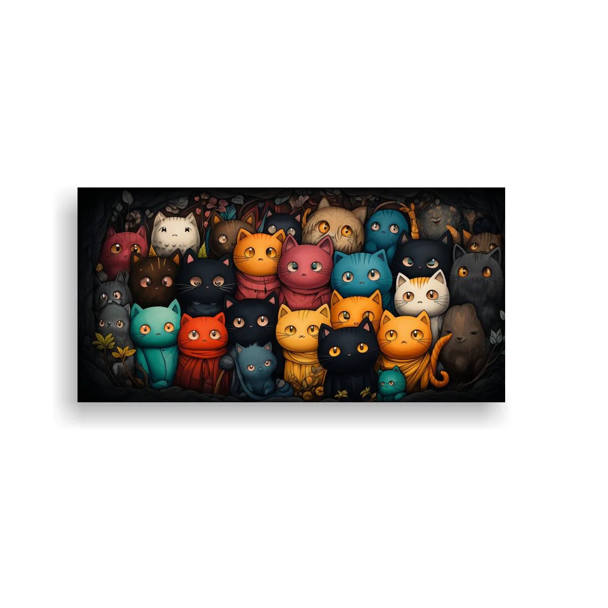 Cuadro grupo de gatos de colores con colas enrolladas — imagen principal