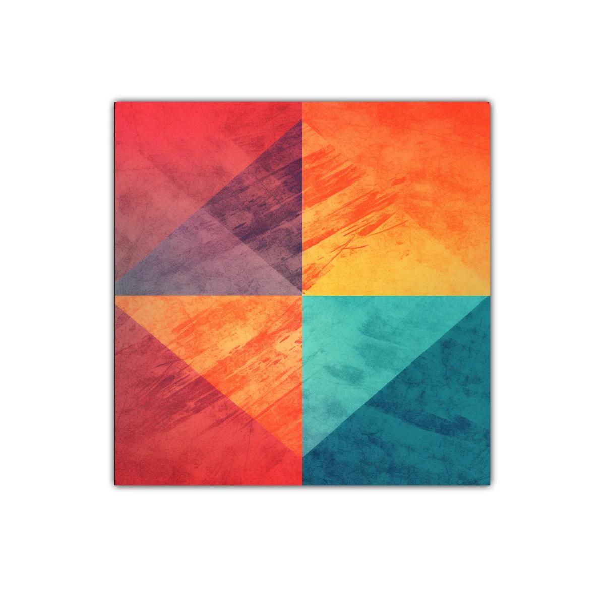 Composición geométrica en tonos cálidos y fríos vibrantes