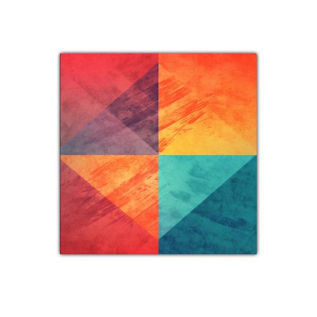 Composición geométrica en tonos cálidos y fríos vibrantes