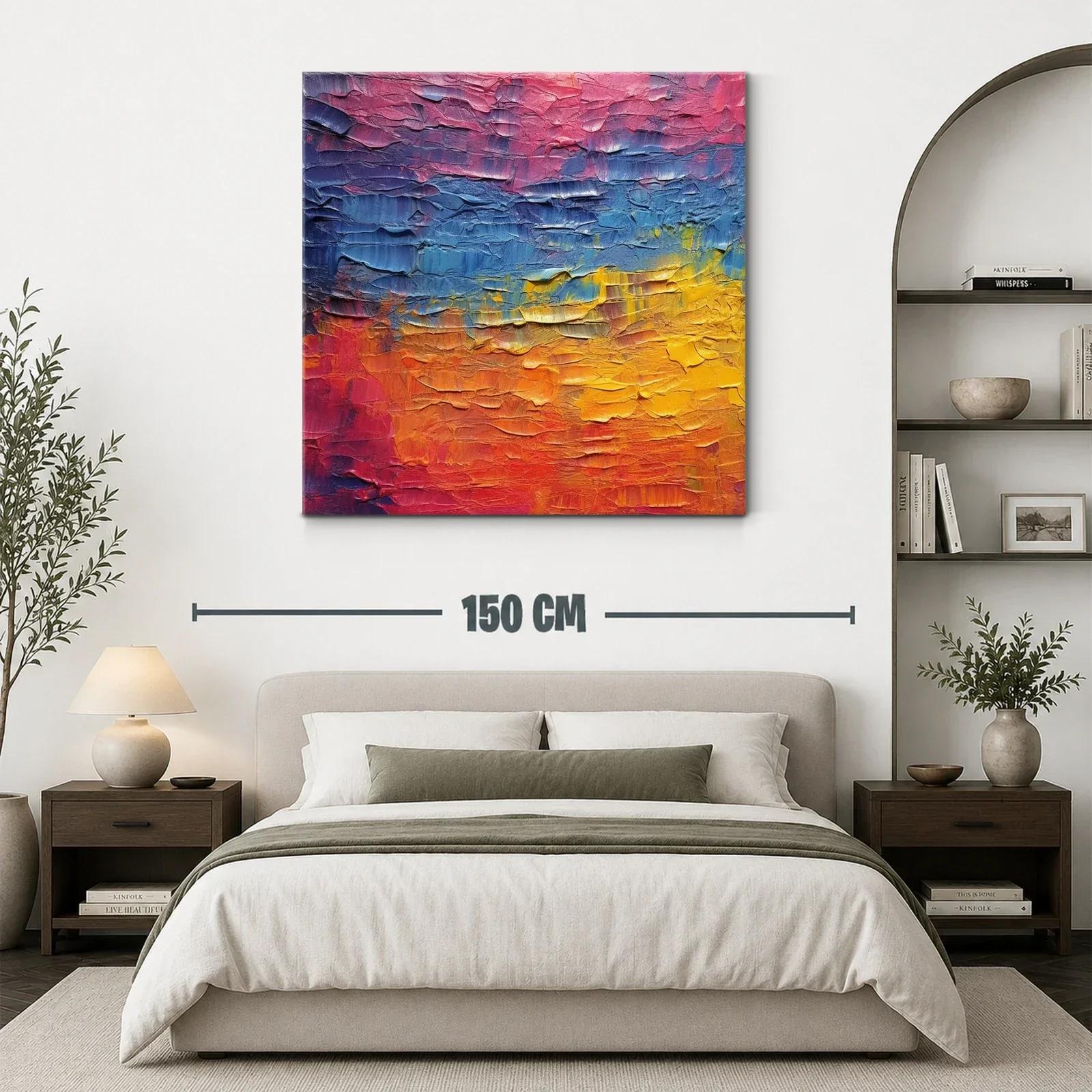 Cuadro abstracto con vibrantes tonos cálidos y fríos — miniatura 3