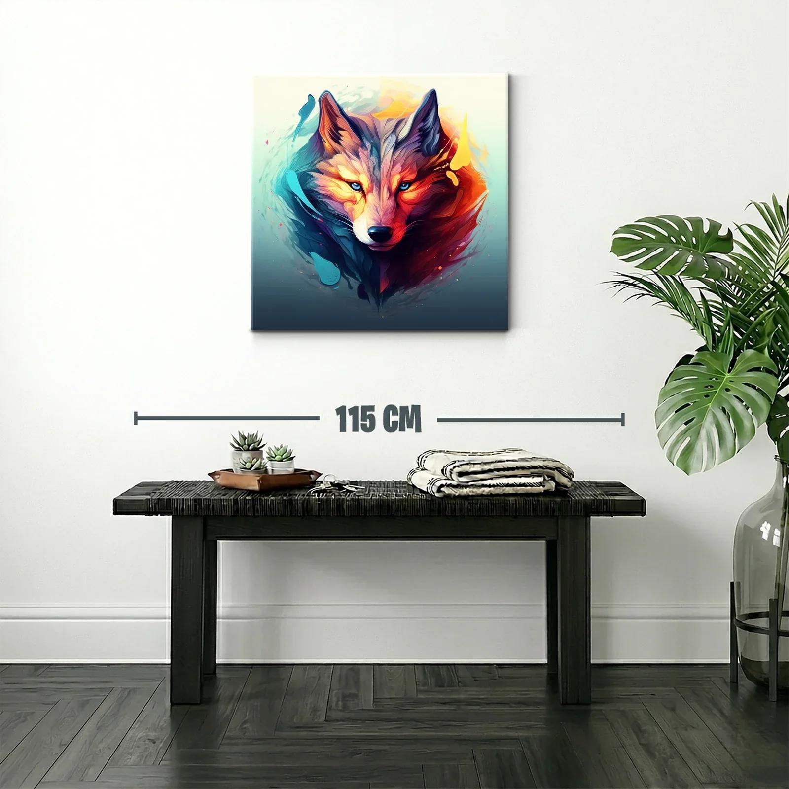 Retrato vibrante de lobo con contraste de fuego y hielo — miniatura 2