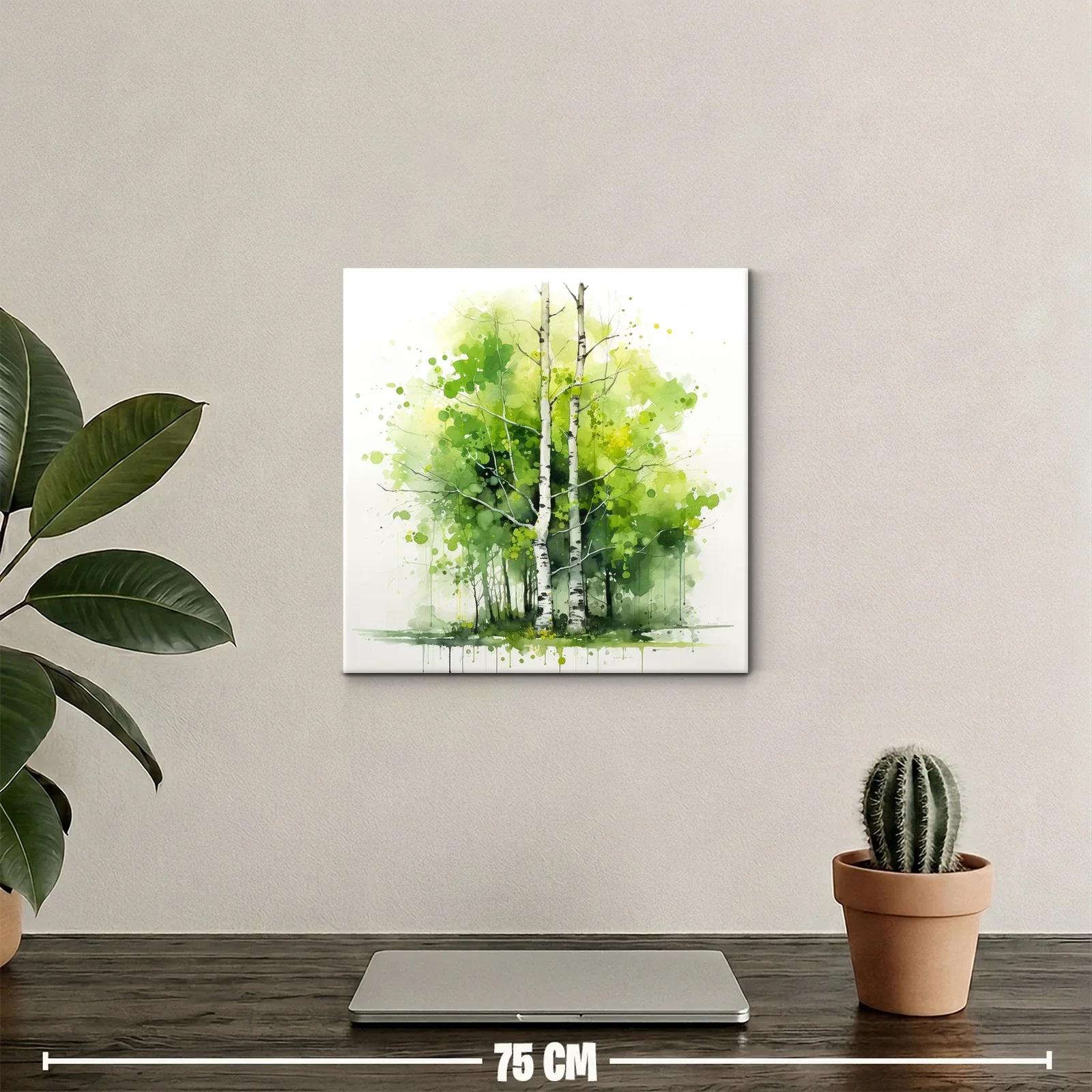Bosque de abedules en tonos verdes y amarillos — miniatura 2