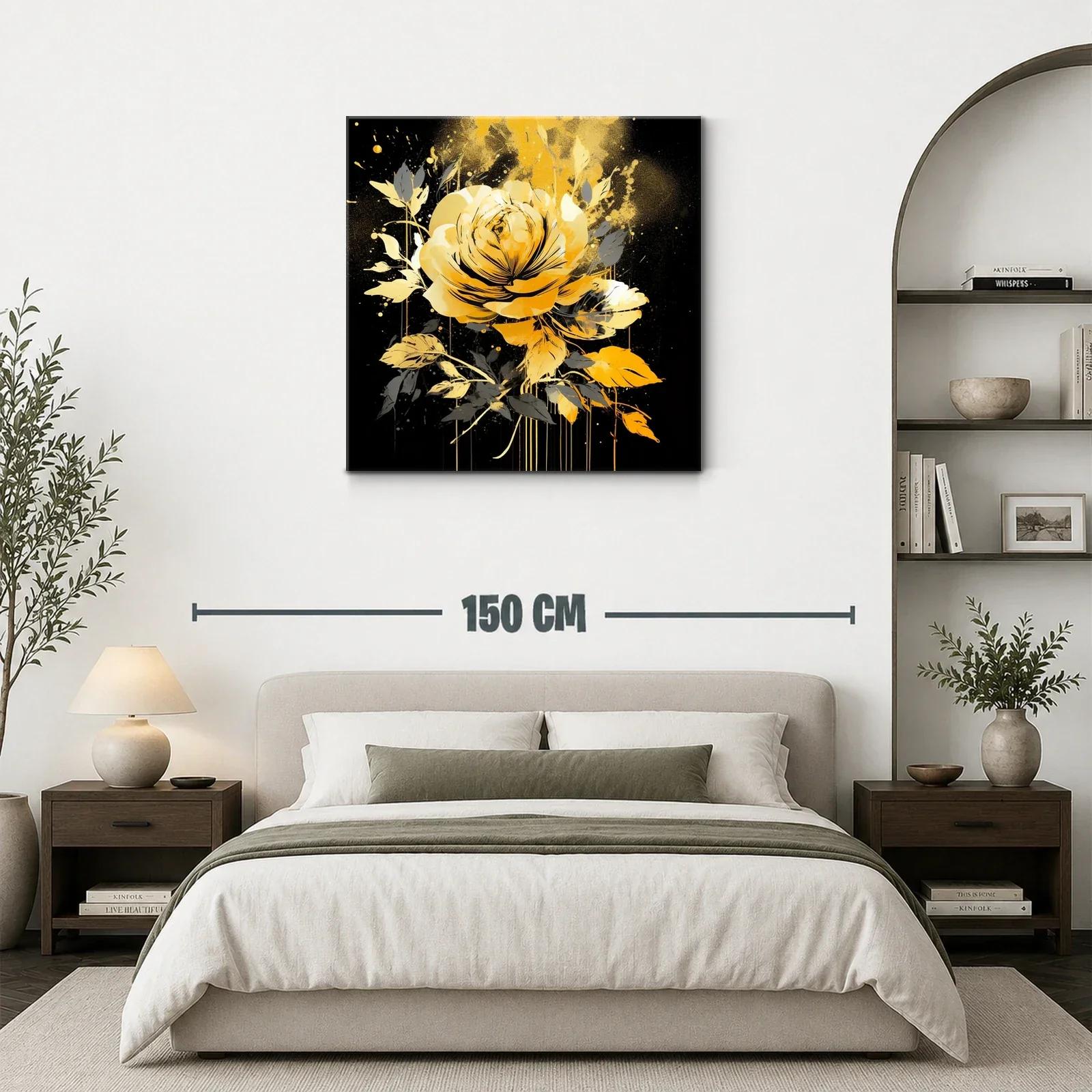 Rosa dorada sobre fondo negro con toque artístico moderno — miniatura 3