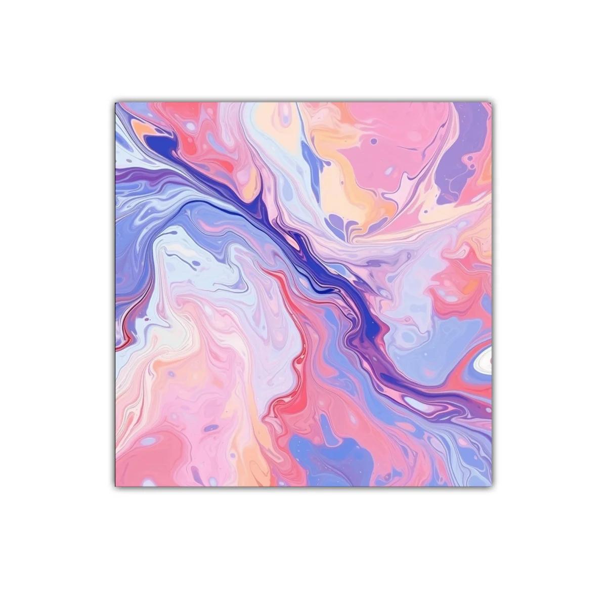 Cuadro abstracto en tonos pastel con efecto fluido