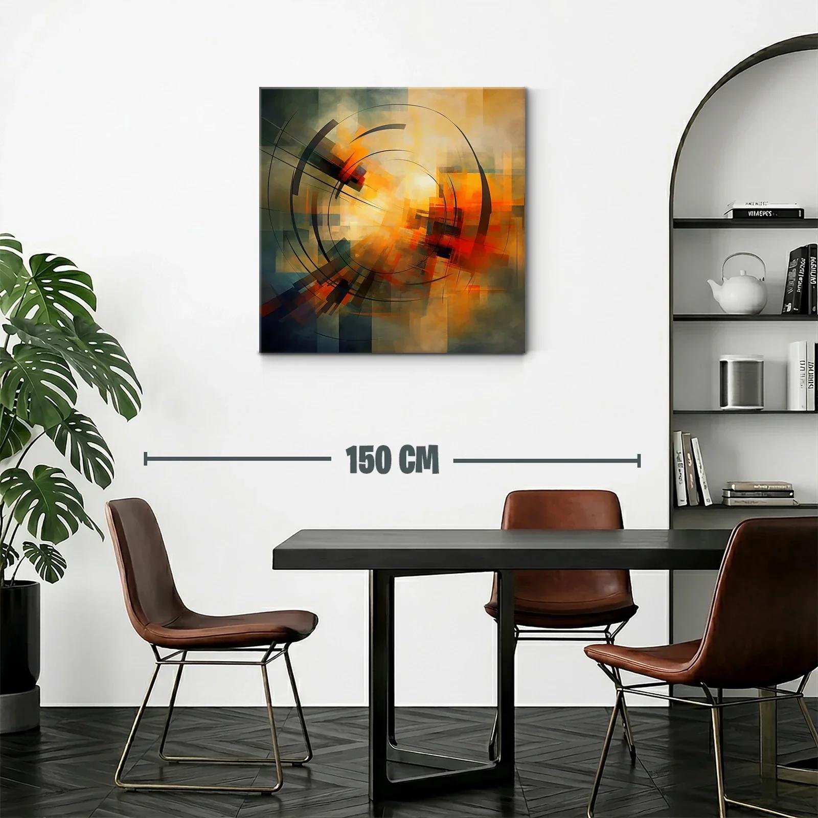 Cuadro abstracto con formas circulares y tonos cálidos — miniatura 2