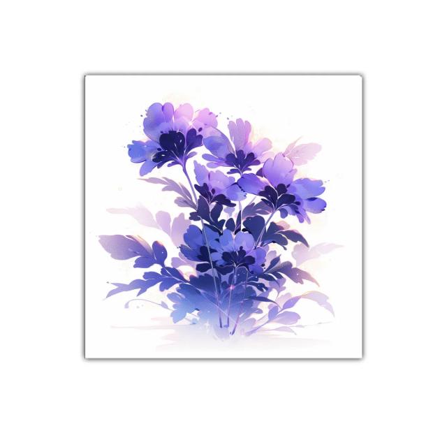 Cuadro decorativo ramo floral en tonos violeta y azul