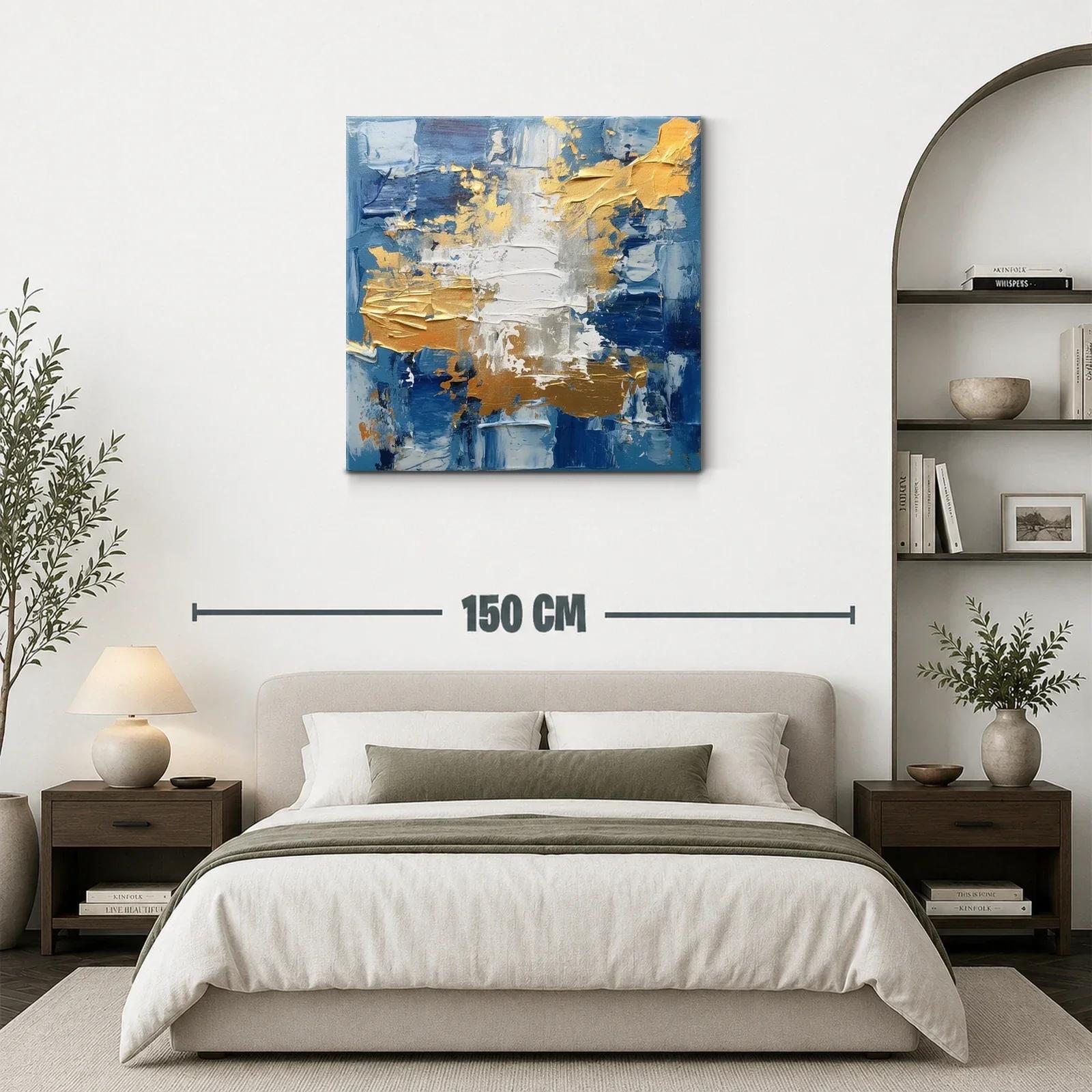Composición abstracta en azul y dorado con texturas — miniatura 3