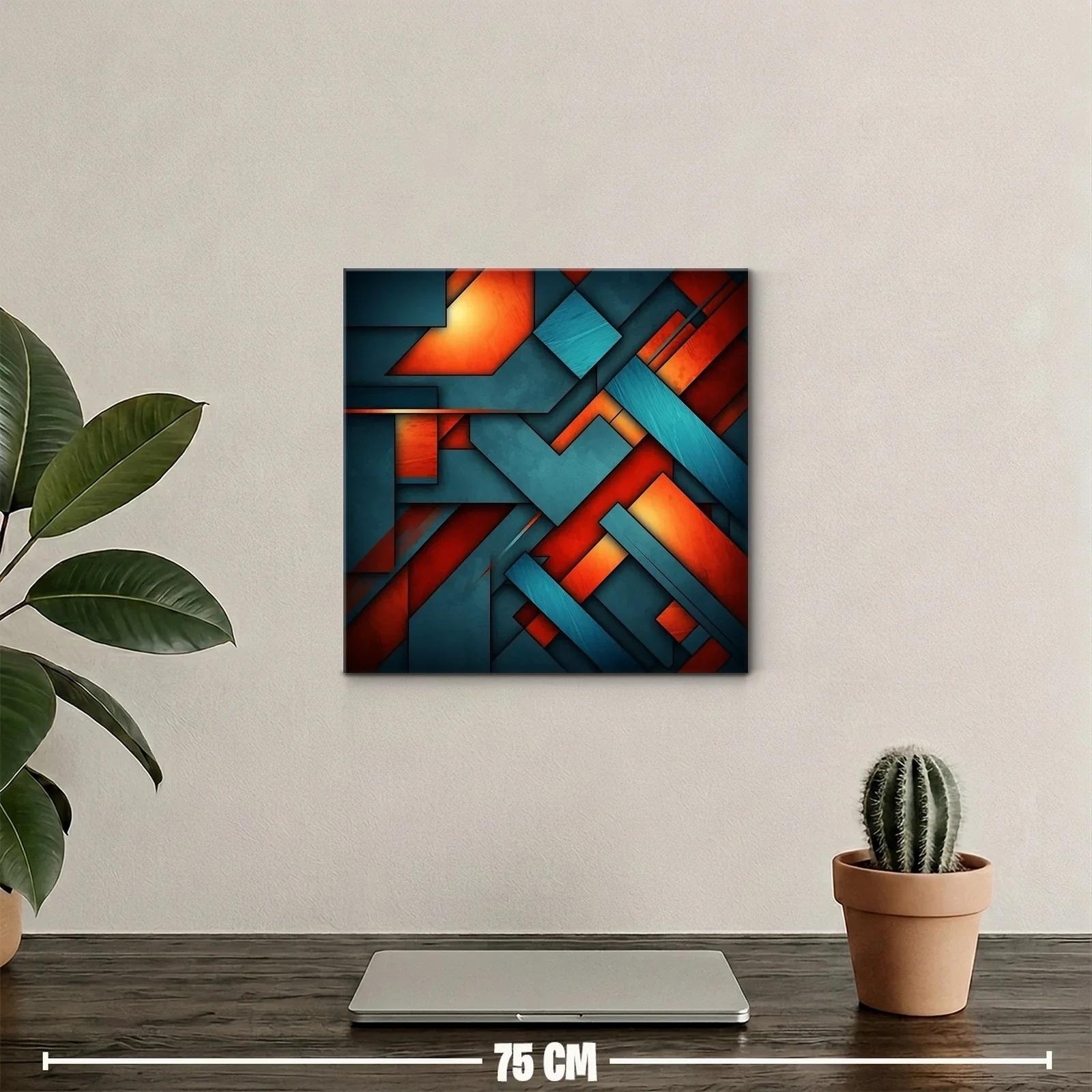 Composición geométrica abstracta en tonos naranja y azul — miniatura 2